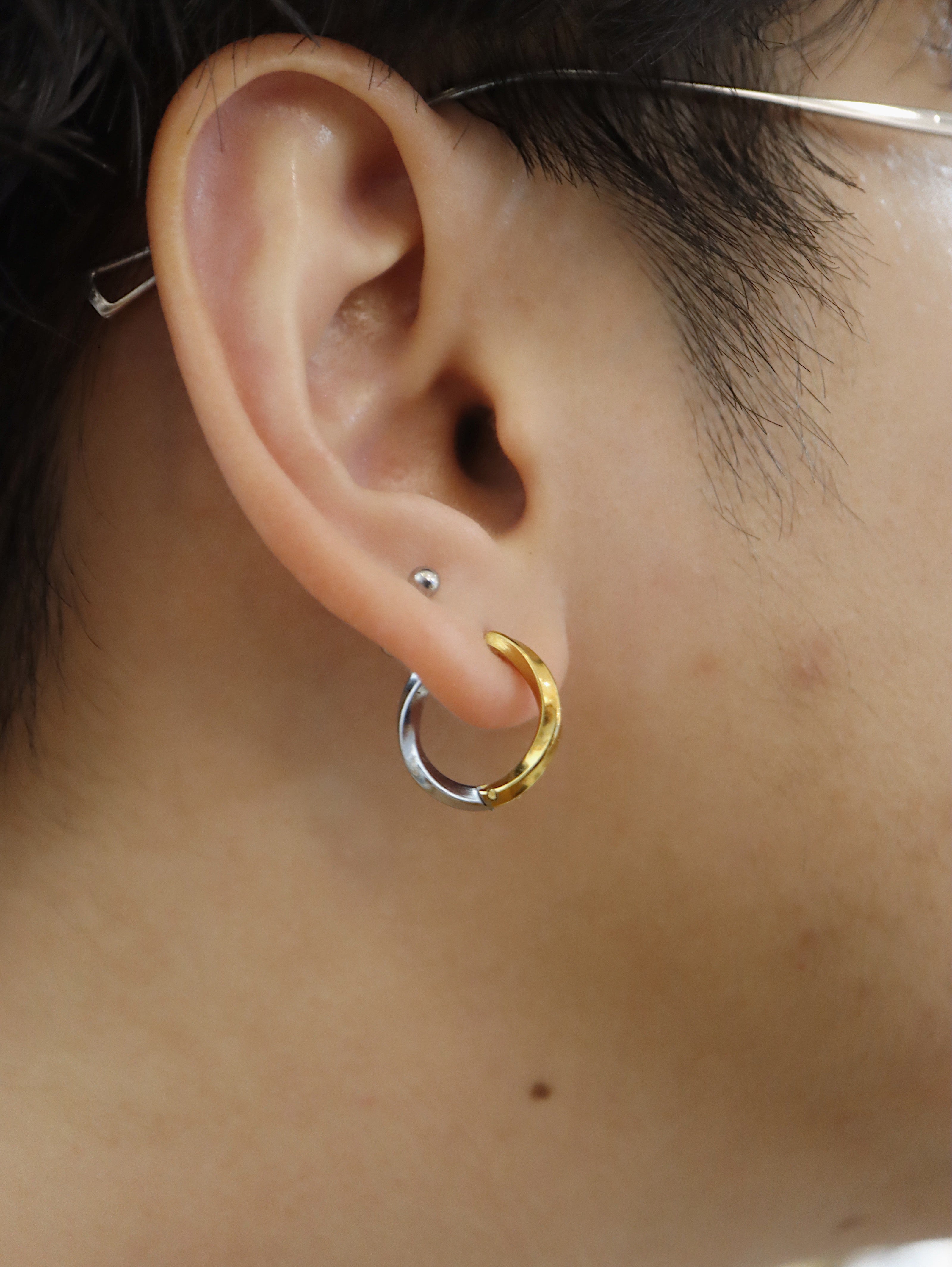 Mix tone stainless steel earrings
