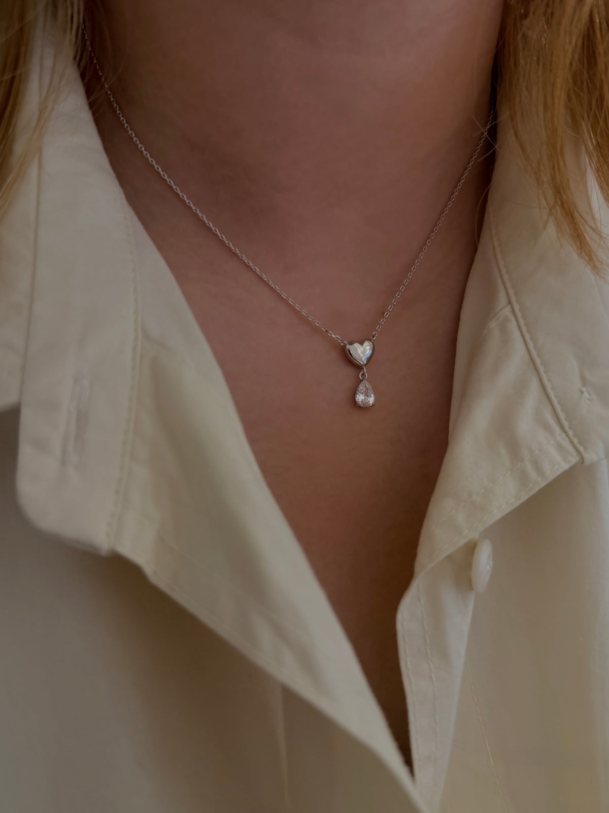 Beloved drop brass necklace