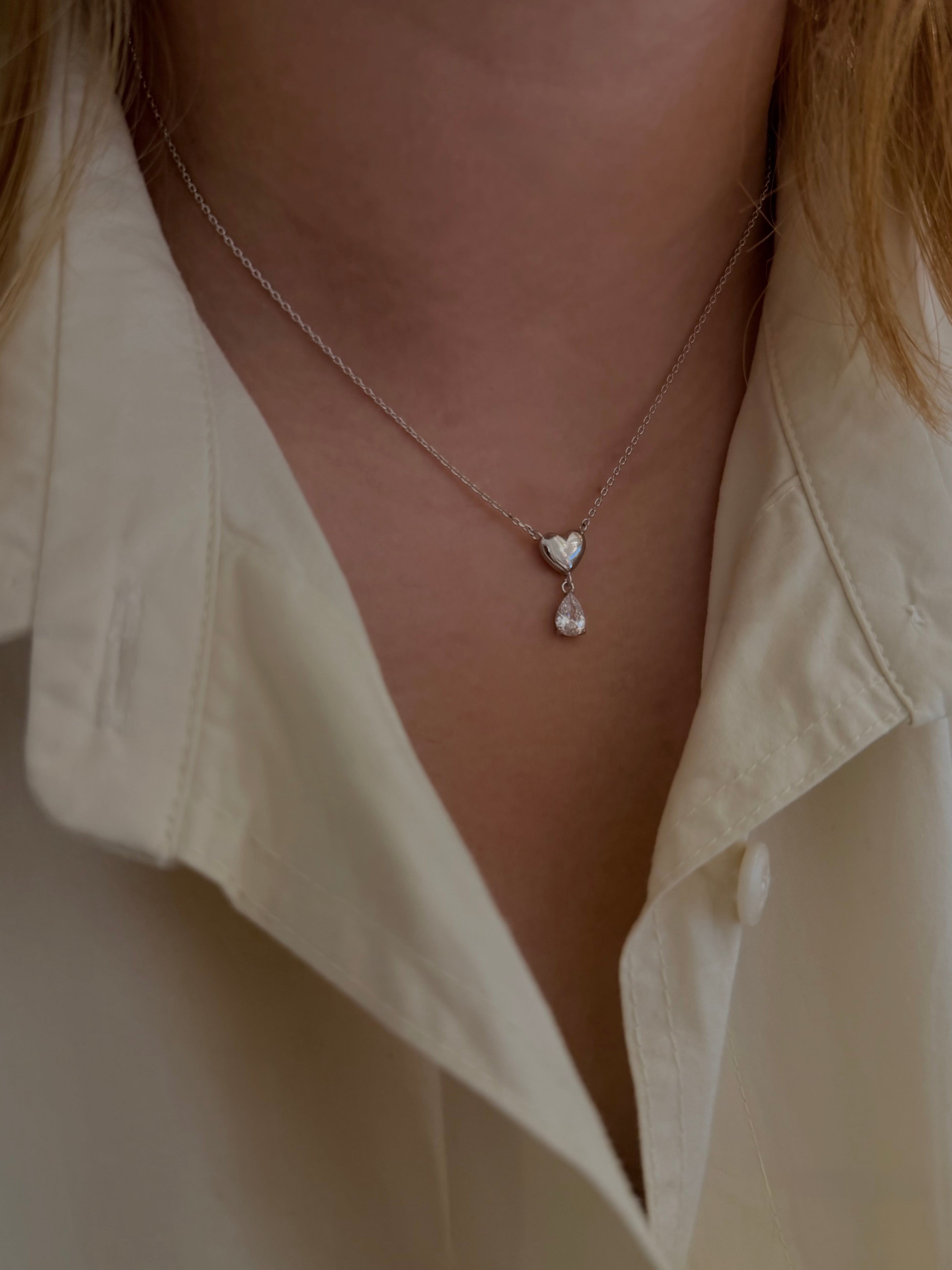 Beloved drop brass necklace