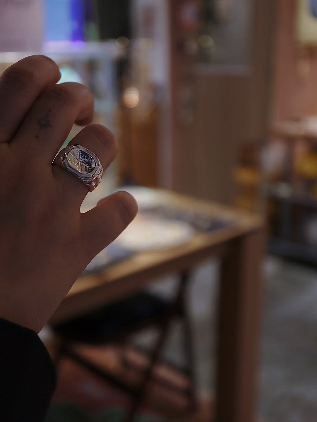 Snowflake 925 silver open size ring