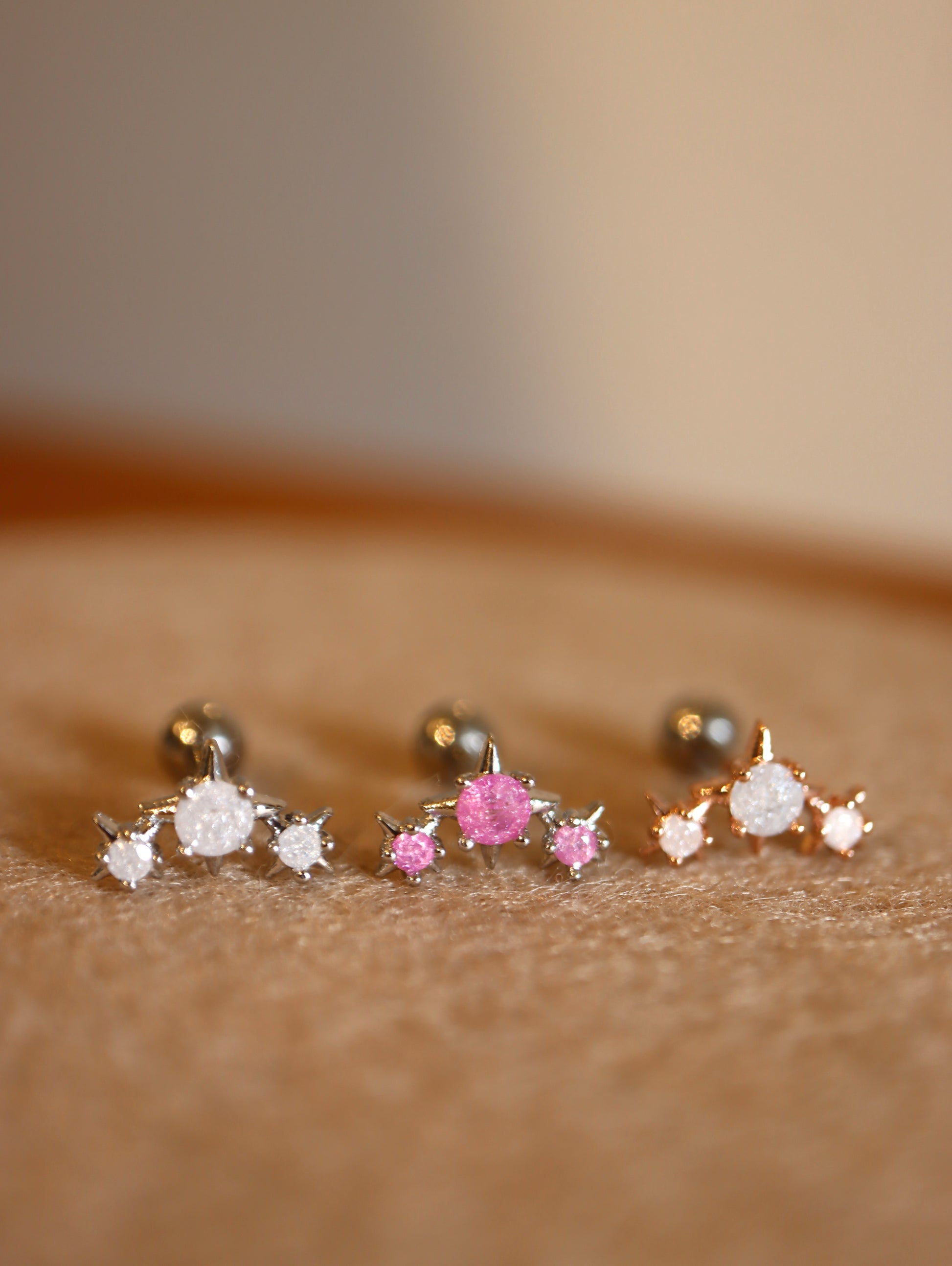 Surgical steel triple cz sparkle earring (1pc)
