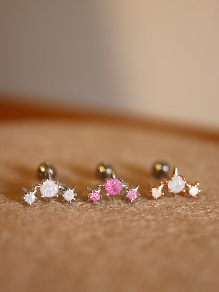 Surgical steel triple cz sparkle earring (1pc)