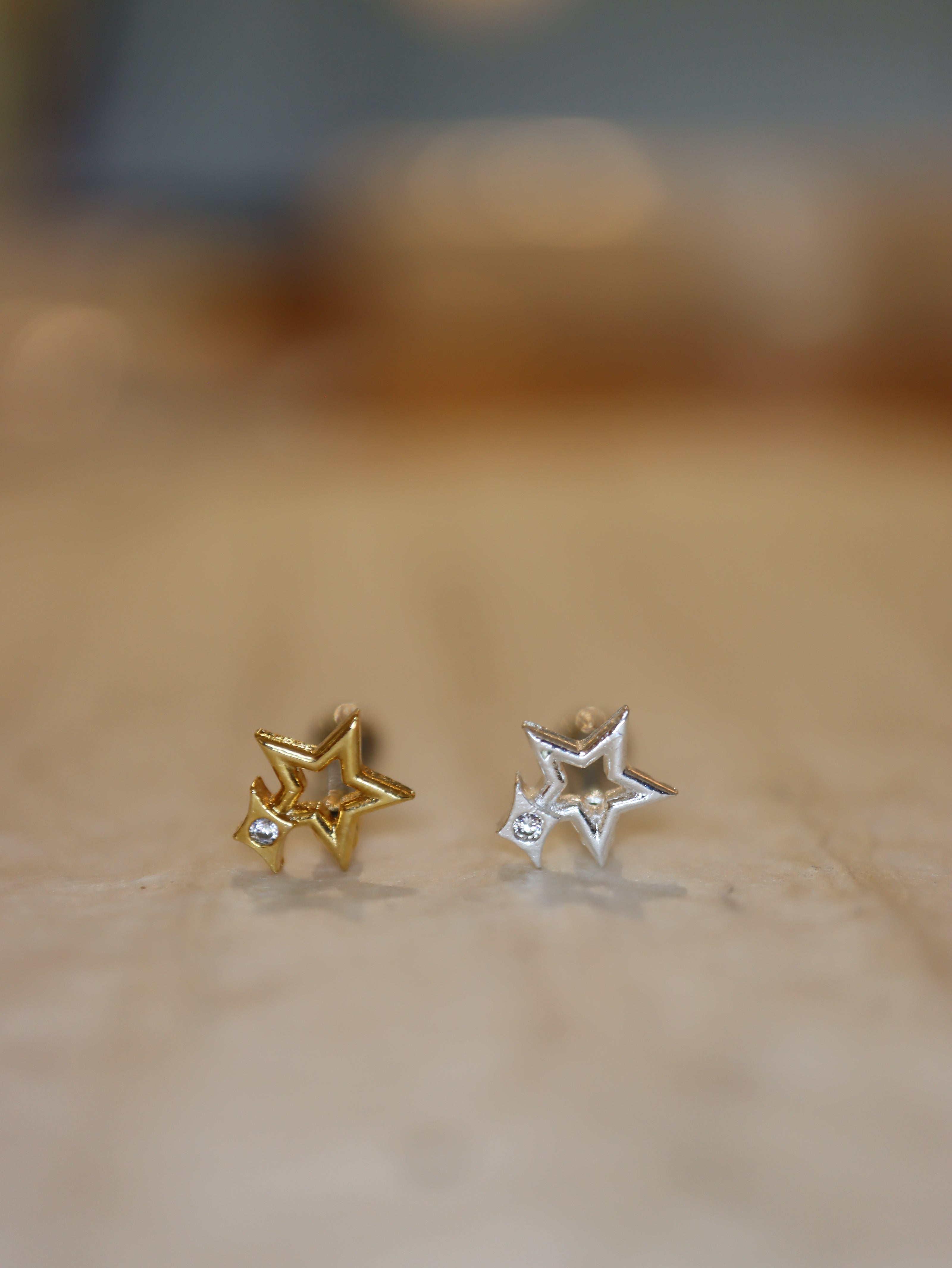 Star sparkle stud surgical steel earring