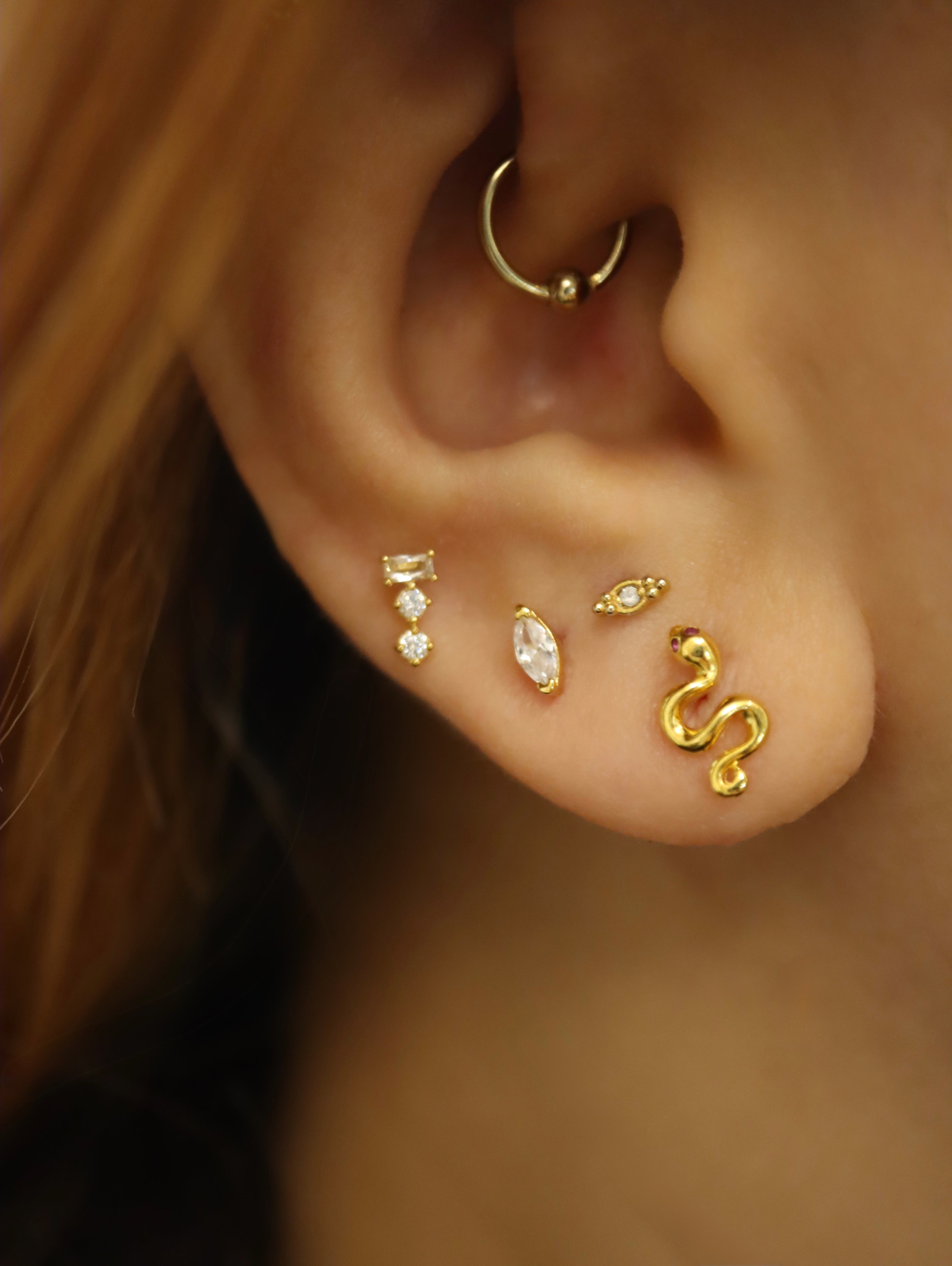 Marquise cz 925 silver piercing stud