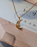Crescent cz opal brass necklace