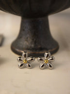 Mix tone stainless steel floral earrings