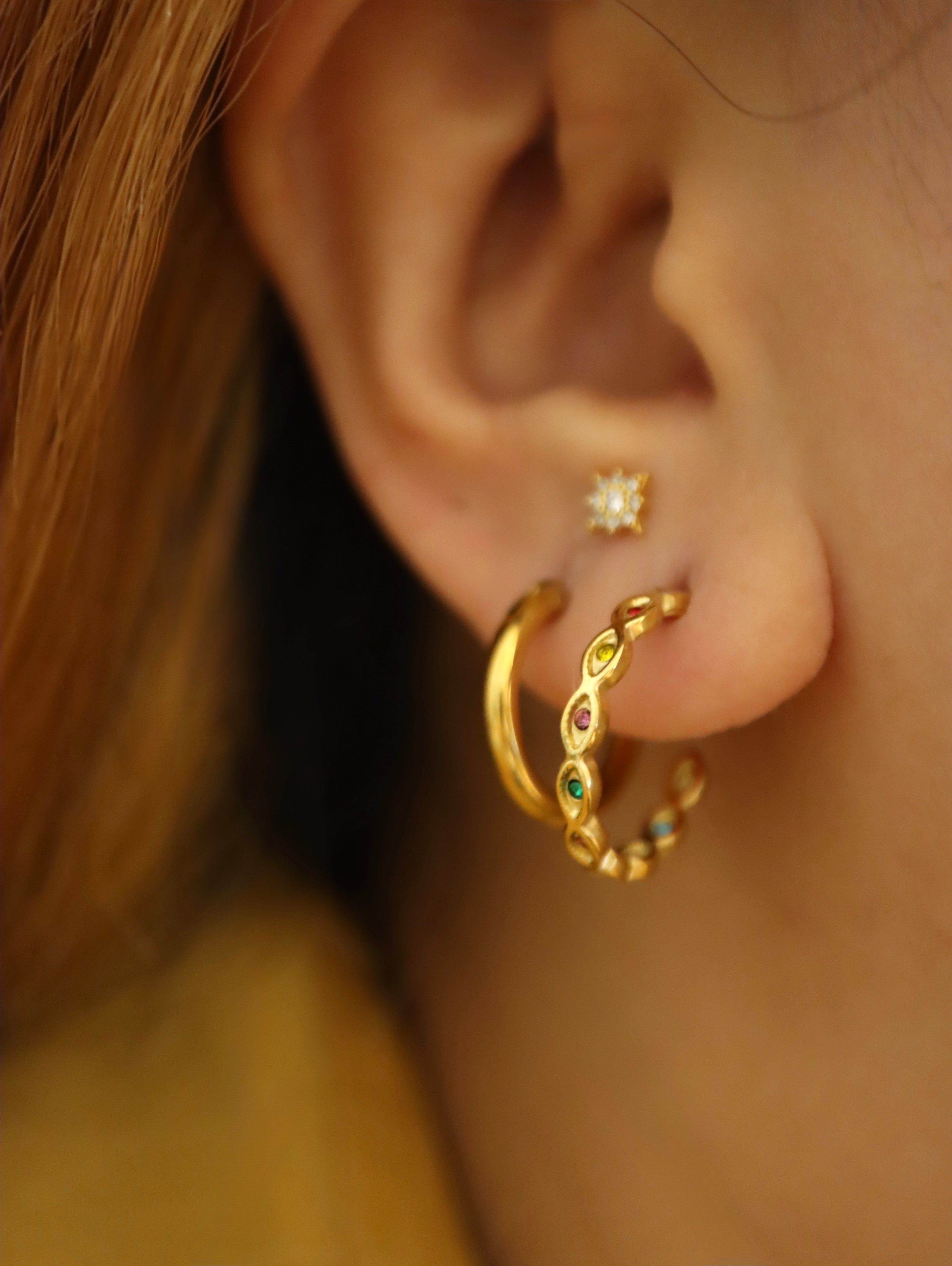 Marquise Mosaic Hoop Stainless Steel Earrings