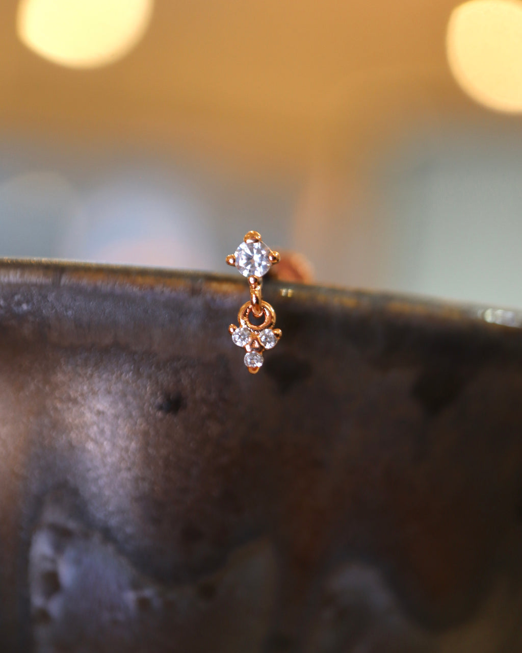 Drop cz 925 silver flat back earring