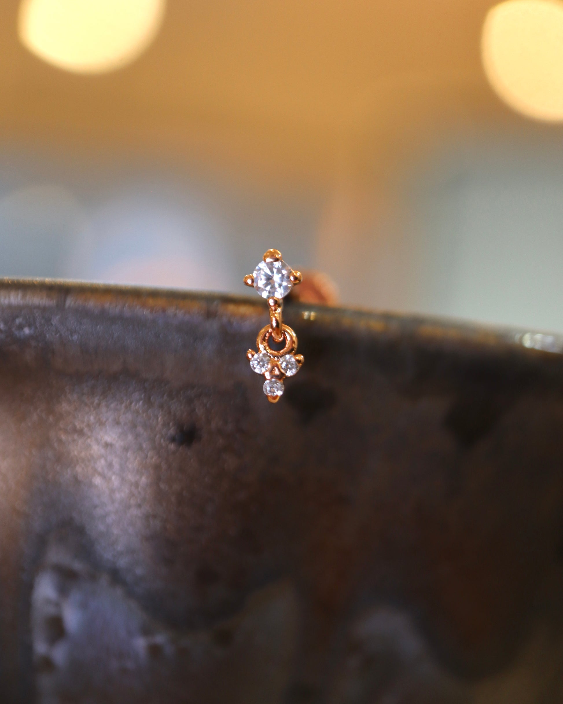 Drop cz 925 silver flat back earring