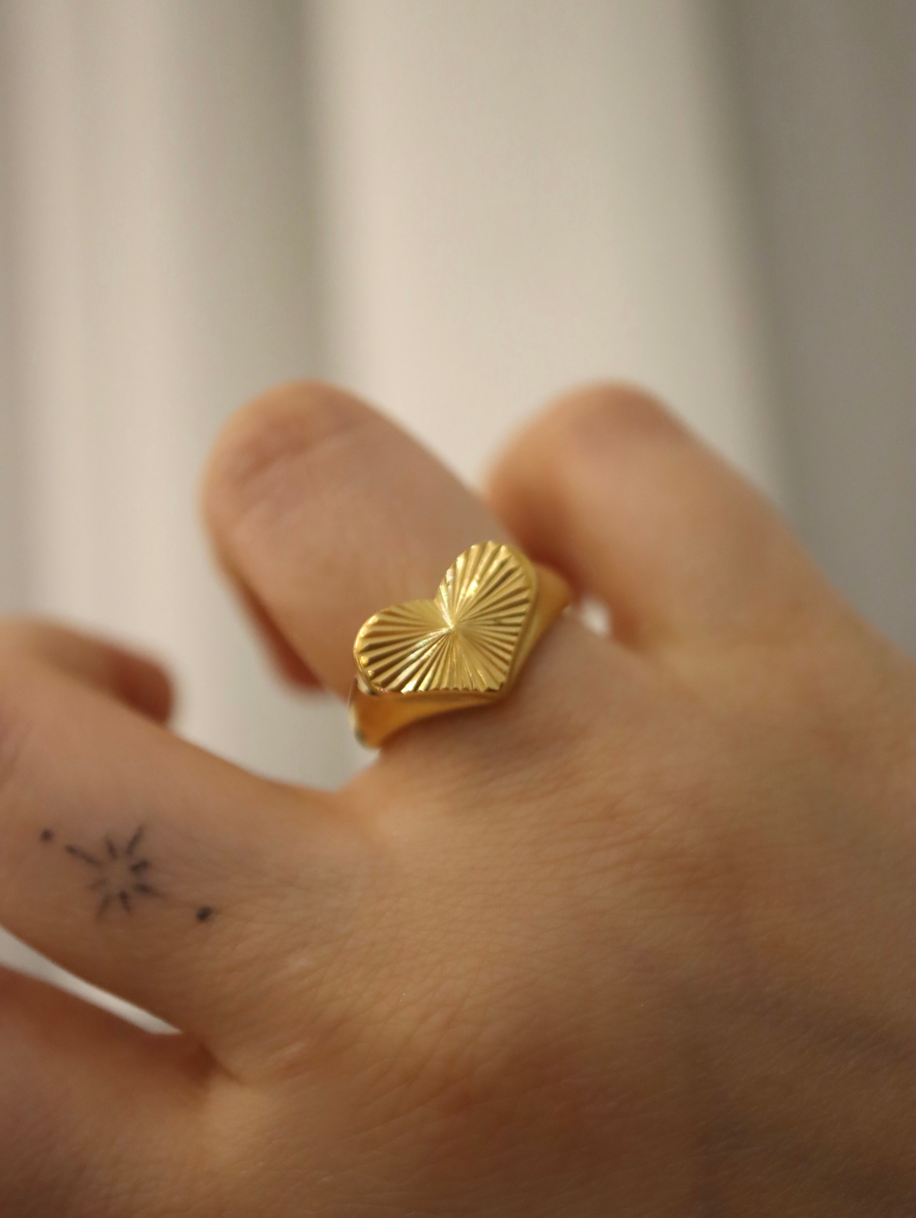 Striped heart stainless steel ring