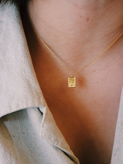 Poker ace brass necklace