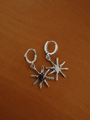 Drop sun hinged hoop earrings