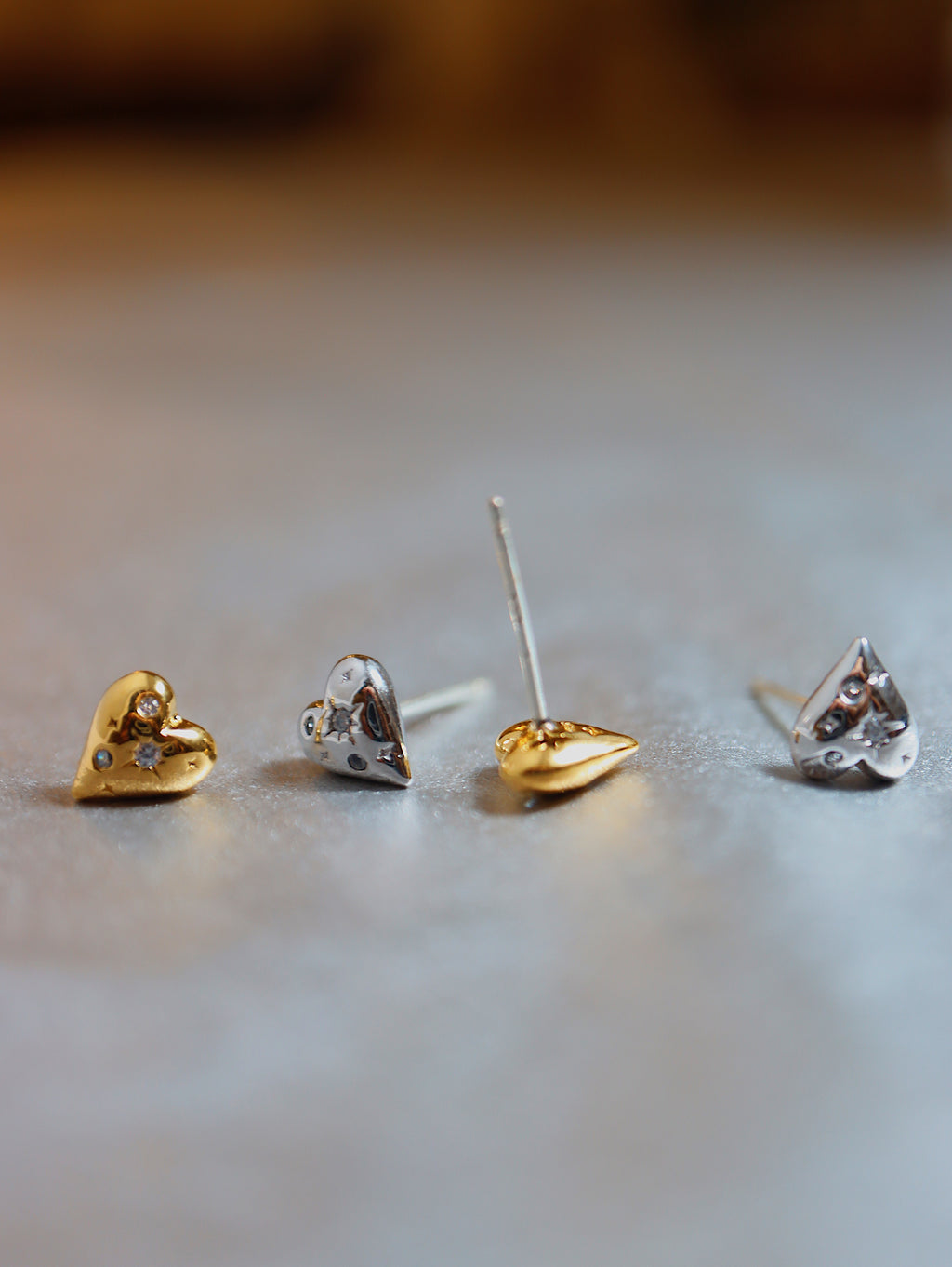 Heart cuz stud silver925 earrings