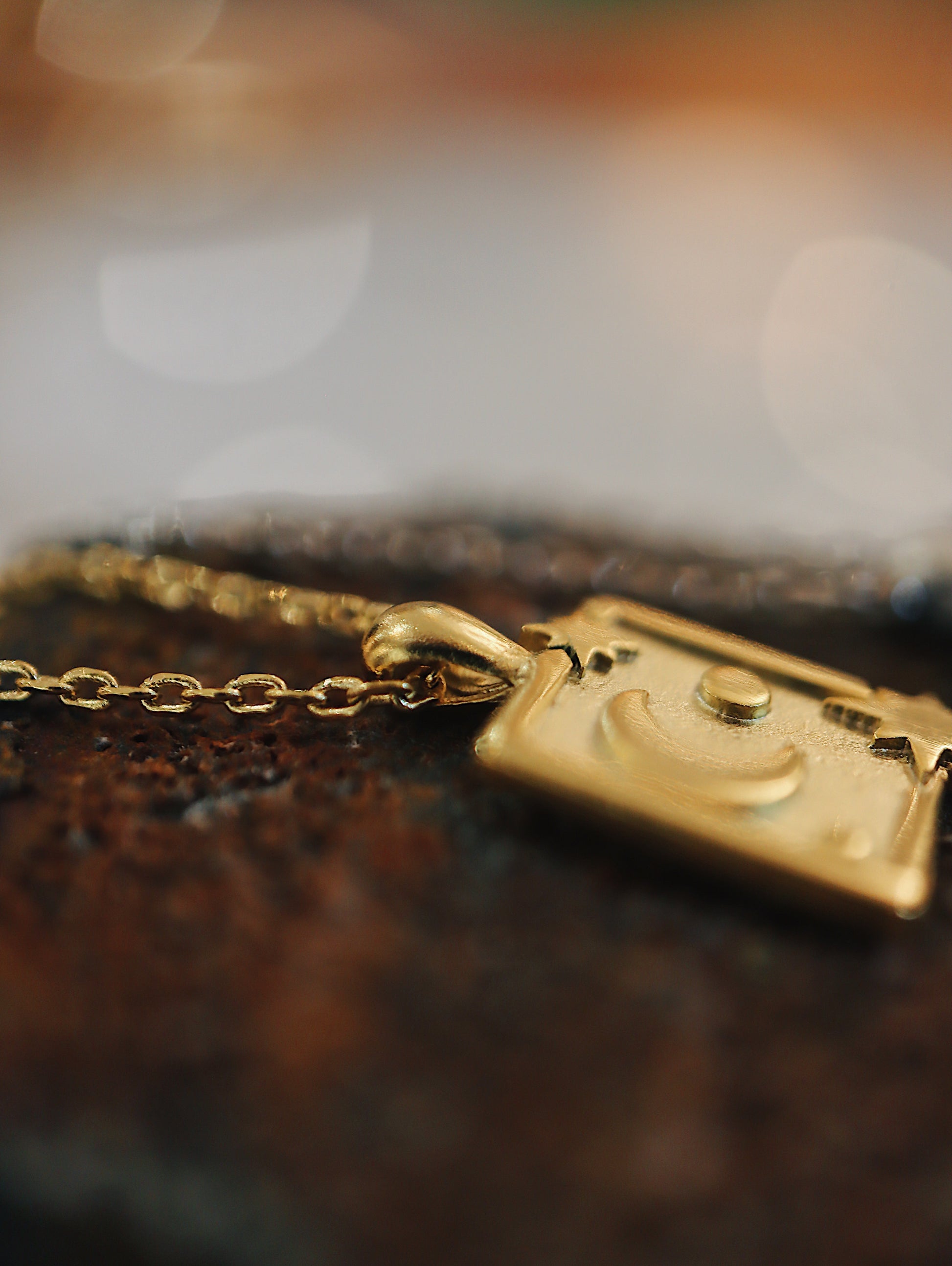 Square sparkling crescent 🌙 coin necklace