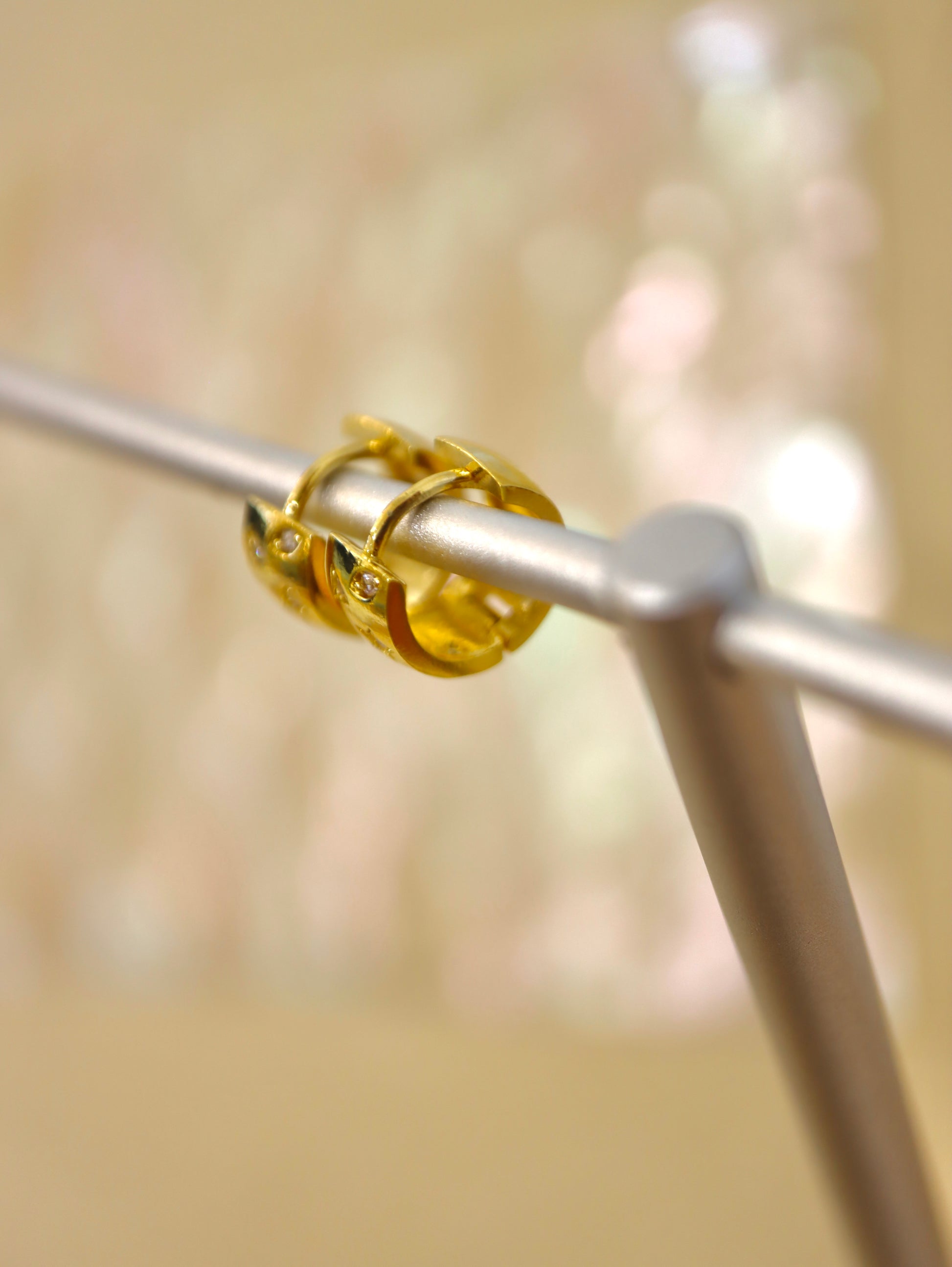 Star cz huggie hoop earrings