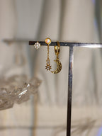 Long drop cz brass earrings