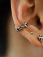 Antique flower 925 silver Earcuff