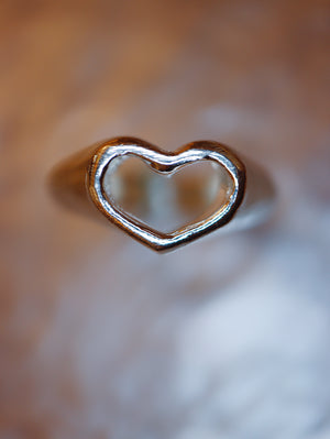 Silver925 hallow heart ring (free size)