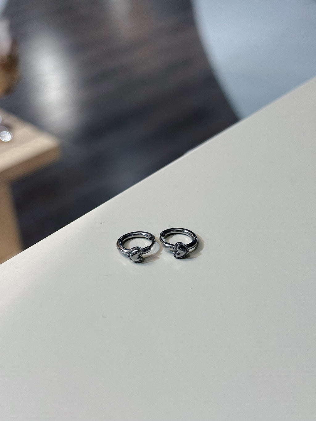 Heart hinged stainless steel hoop earrings