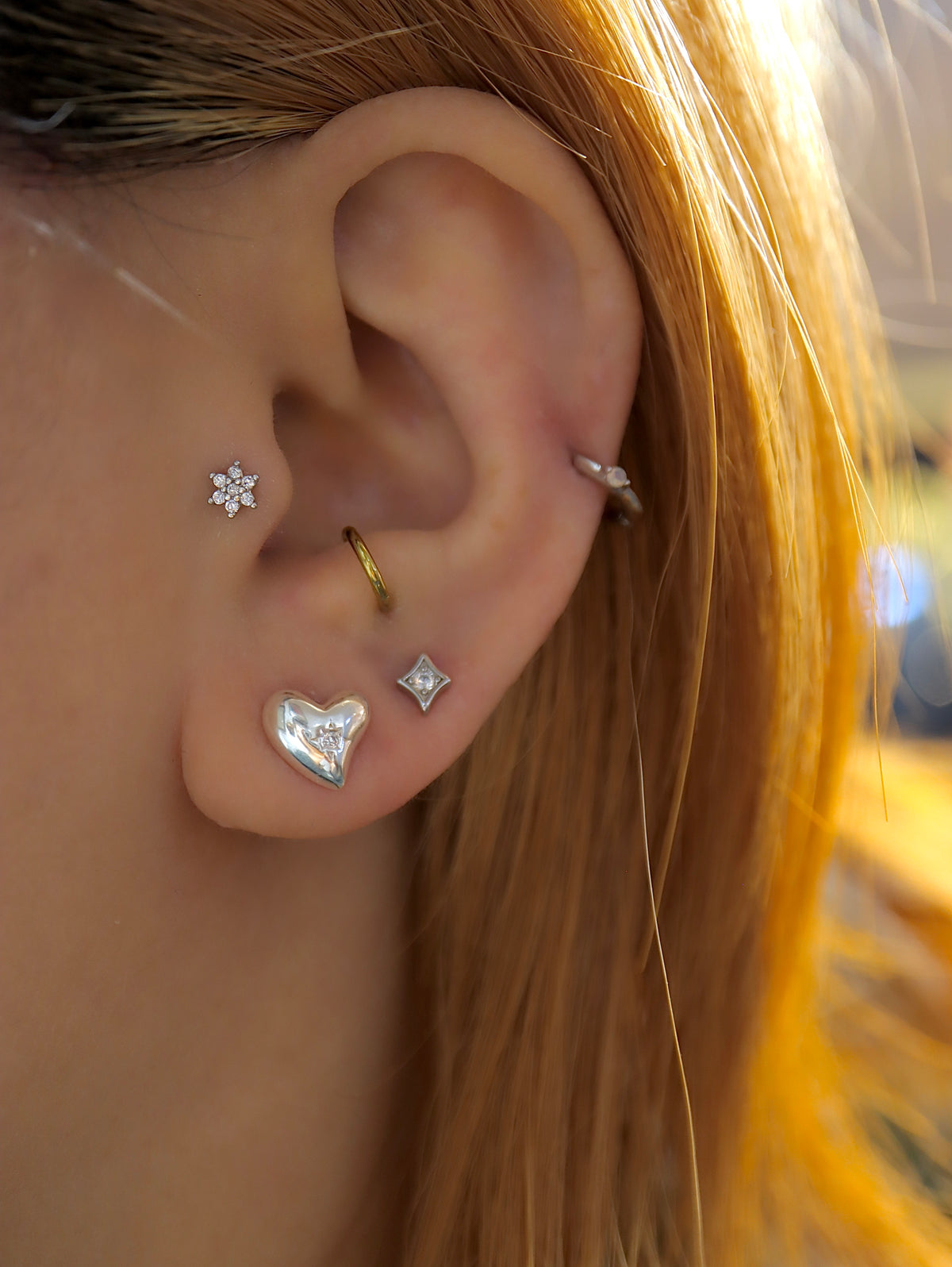 Heart cz stud 925 silver earrings