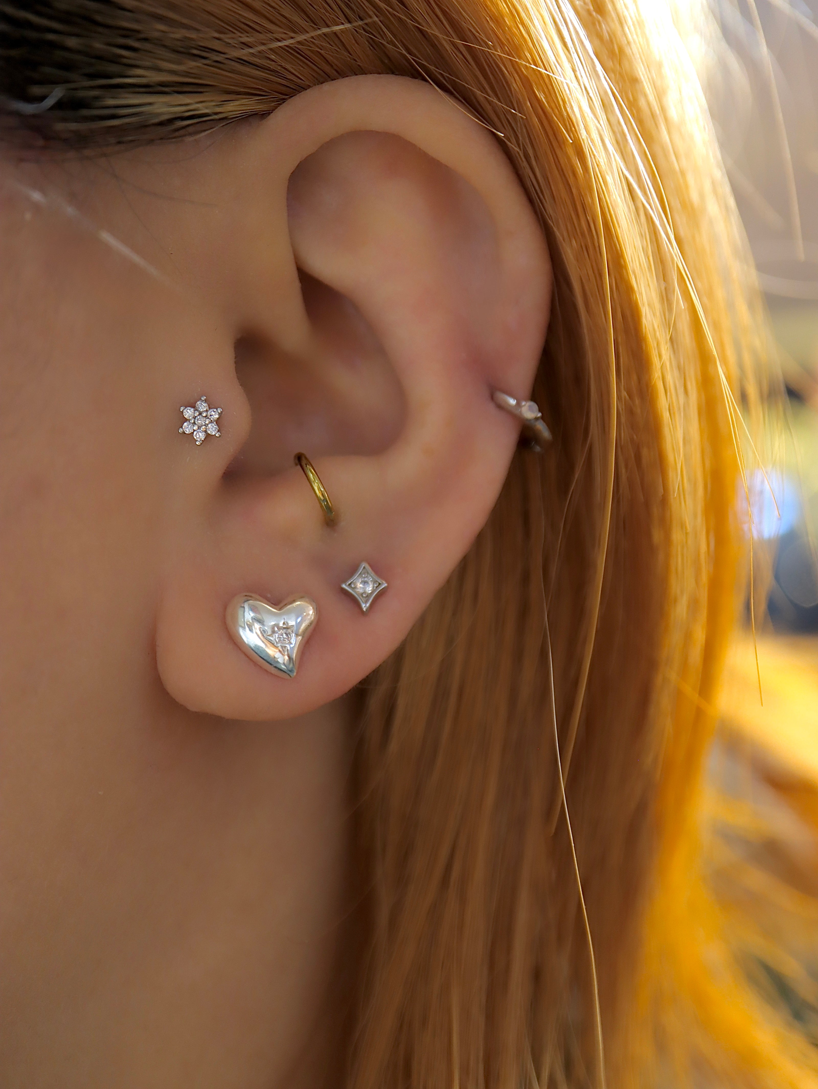 Heart cz stud 925 silver earrings