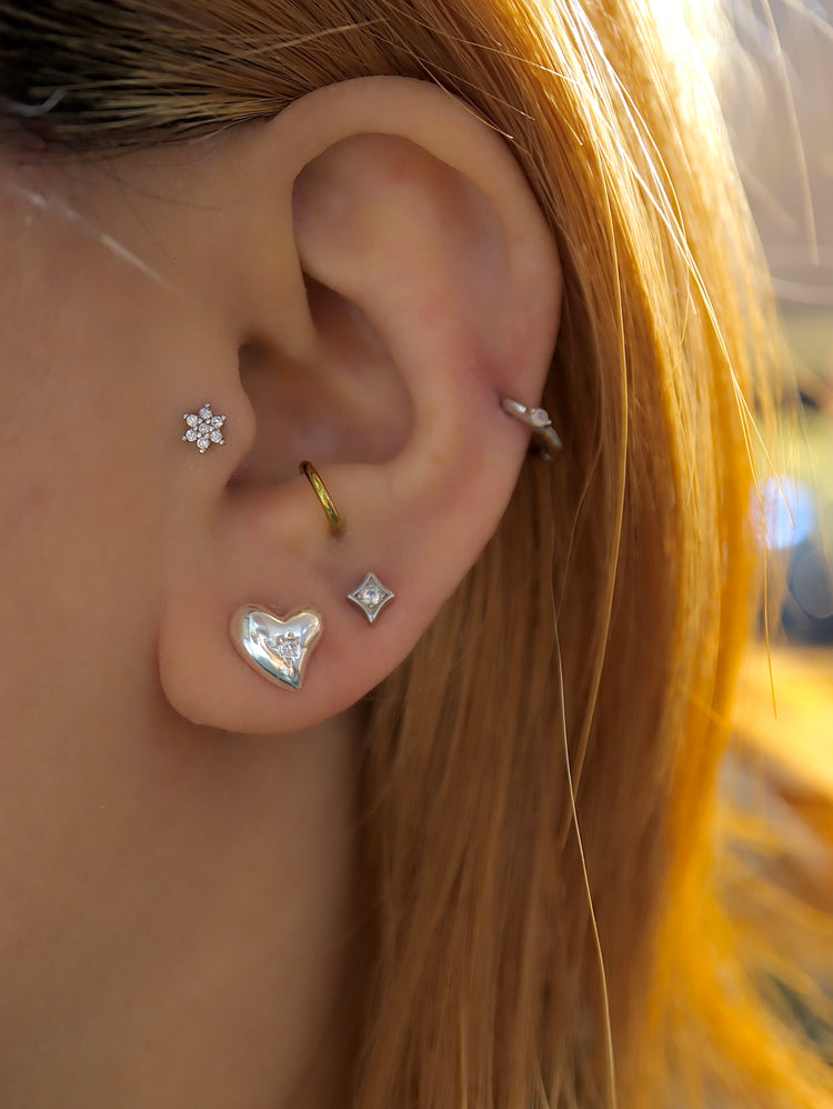 Heart cz stud 925 silver earrings