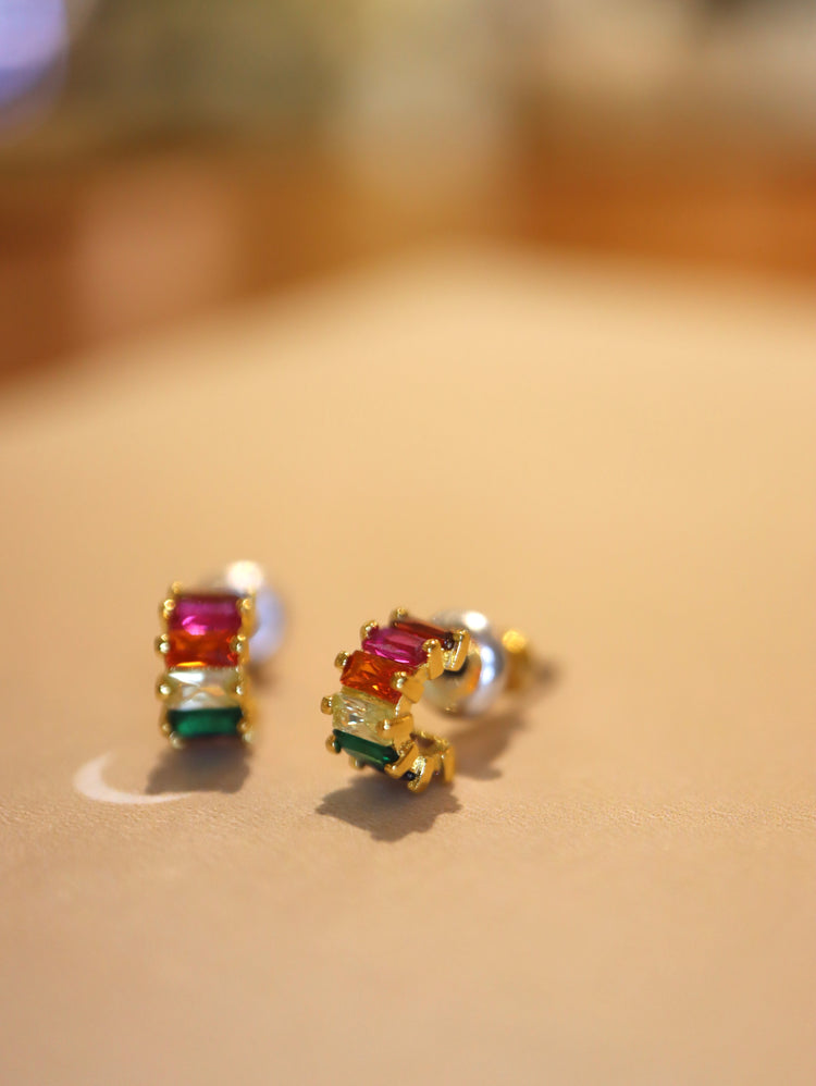 Mini rainbow brass earrings