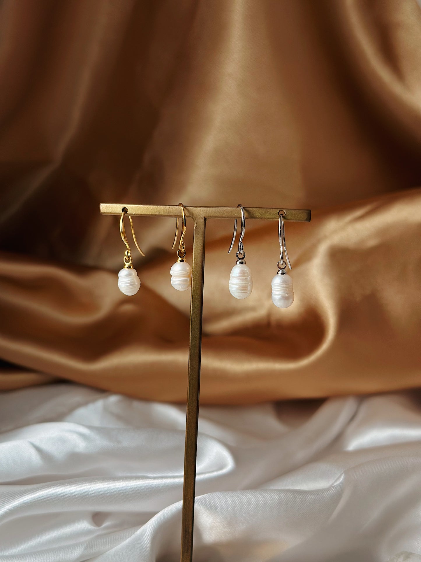 Raw pearl wire earrings