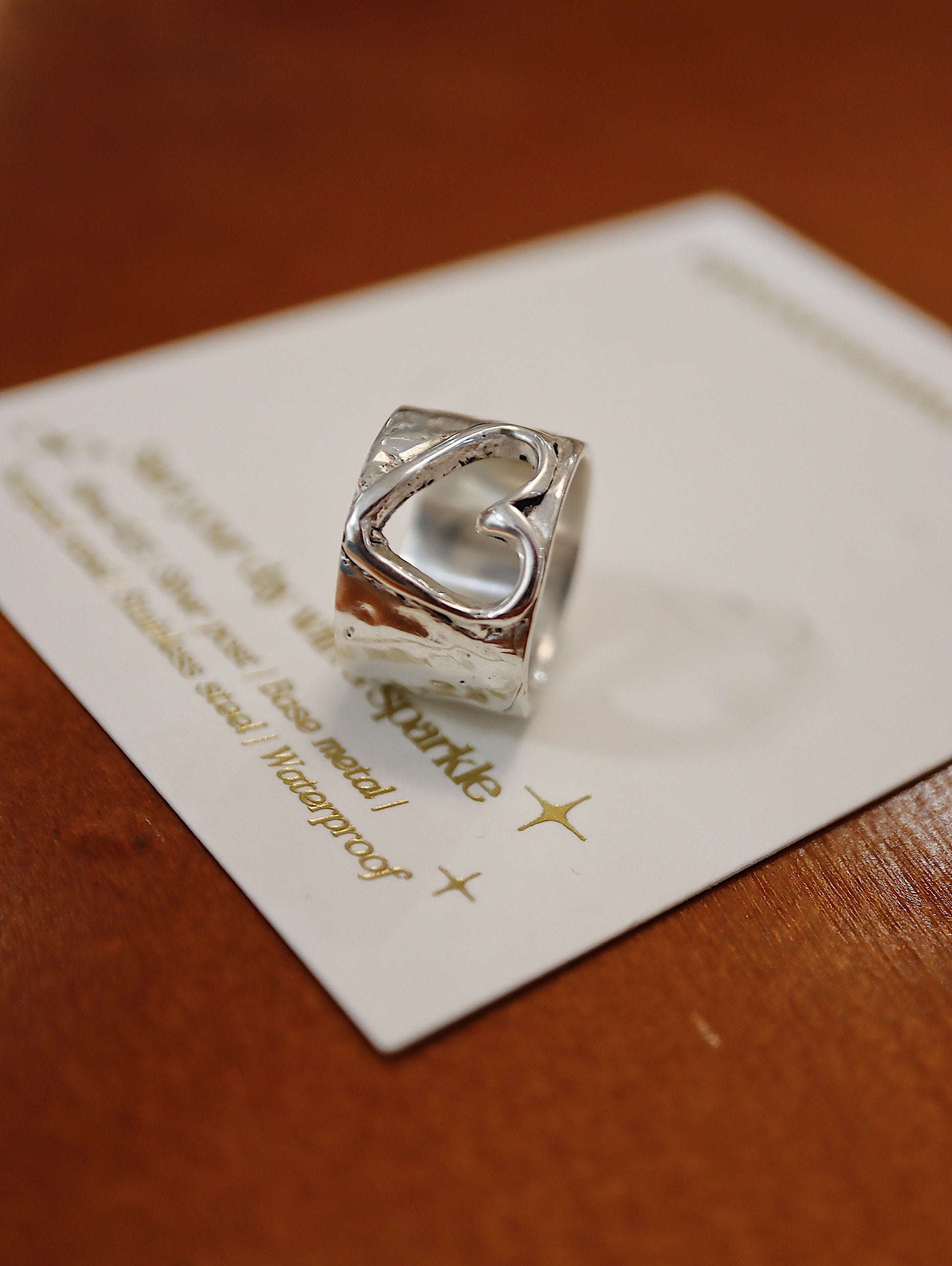 Handcrafted Hollow heart band  925 silver pinky / midi ring