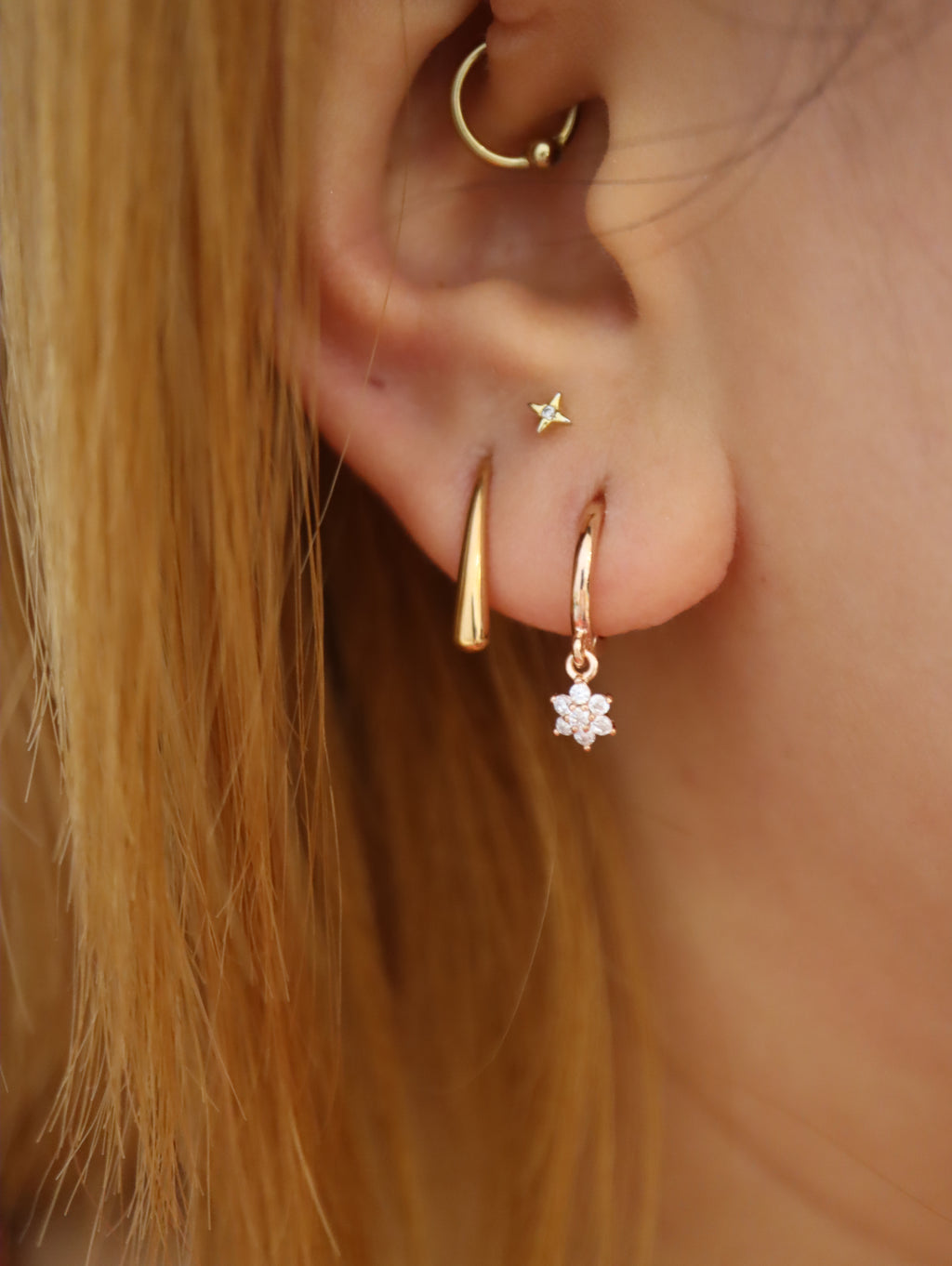 Wire hook stainless steel rosegold earrings