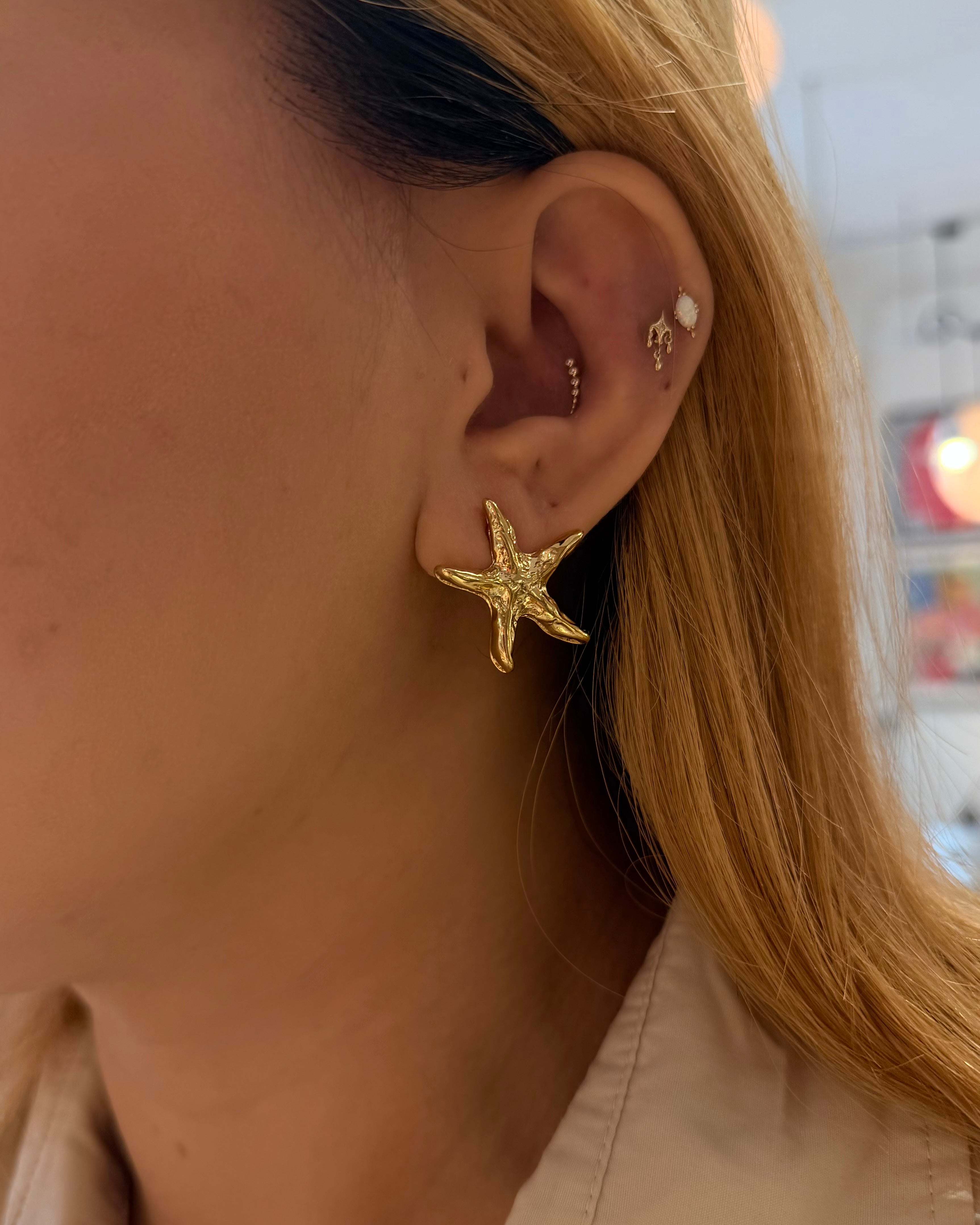 Starfish brass earrings