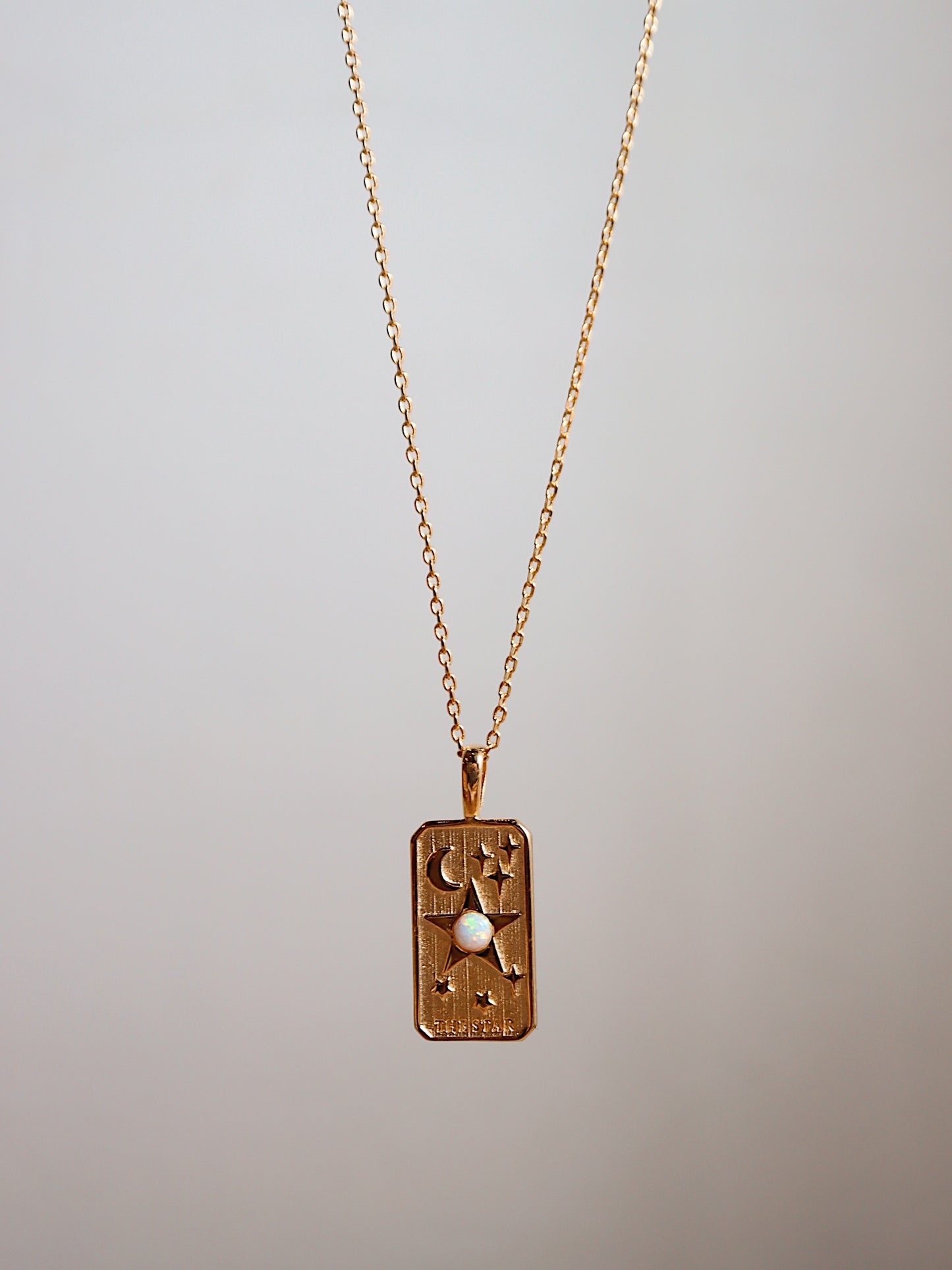 Rectangular coin star opal necklace