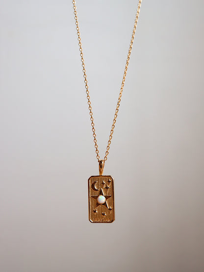 Rectangular coin star opal necklace