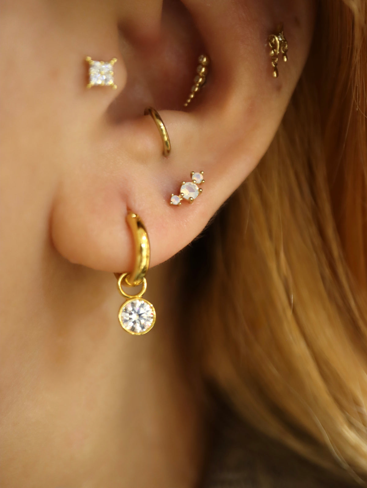 Triple opal 925 silver flat back piercing (1pc)