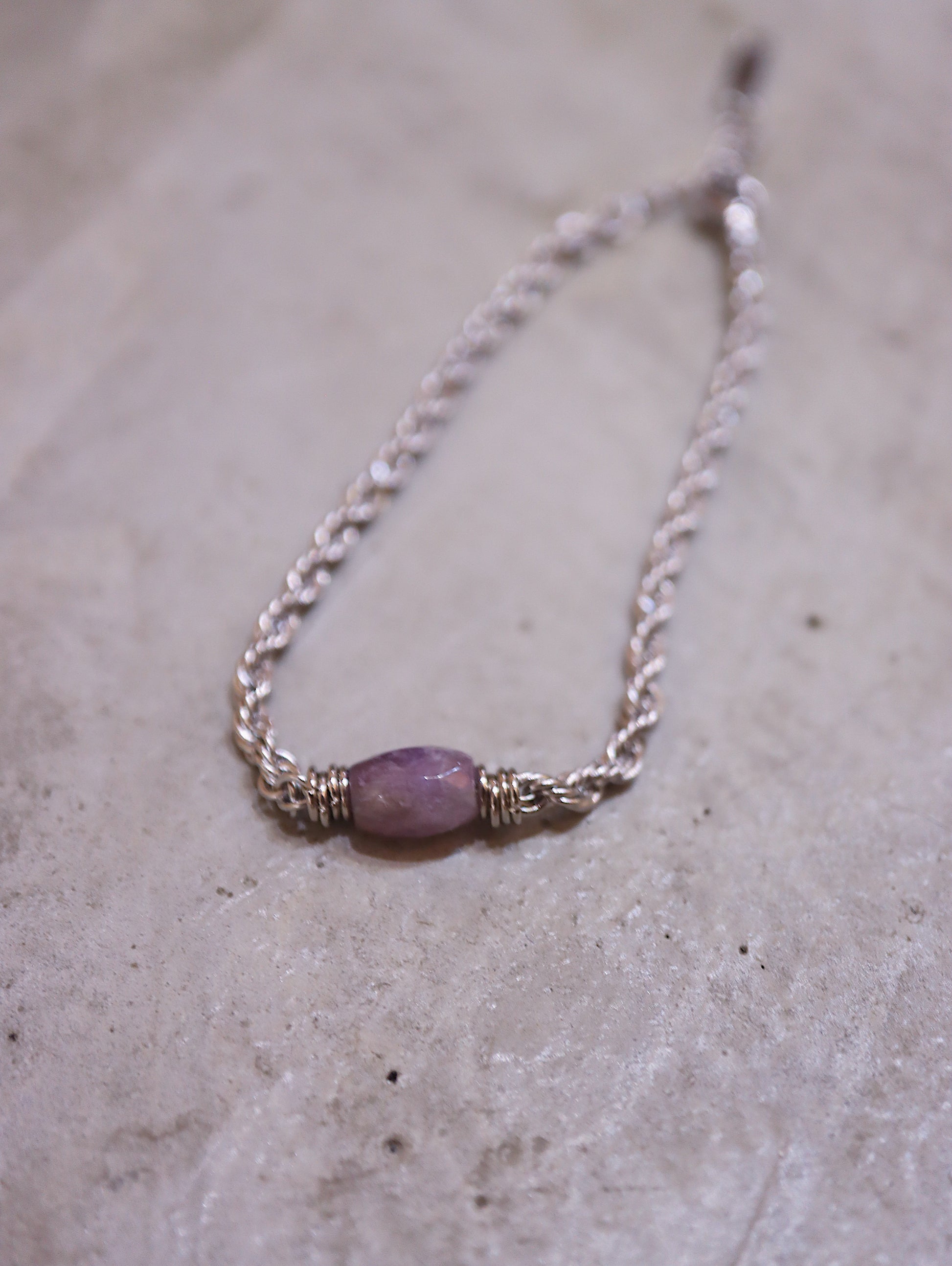 Amethyst Rope Chain Stainless Steel Bracelet
