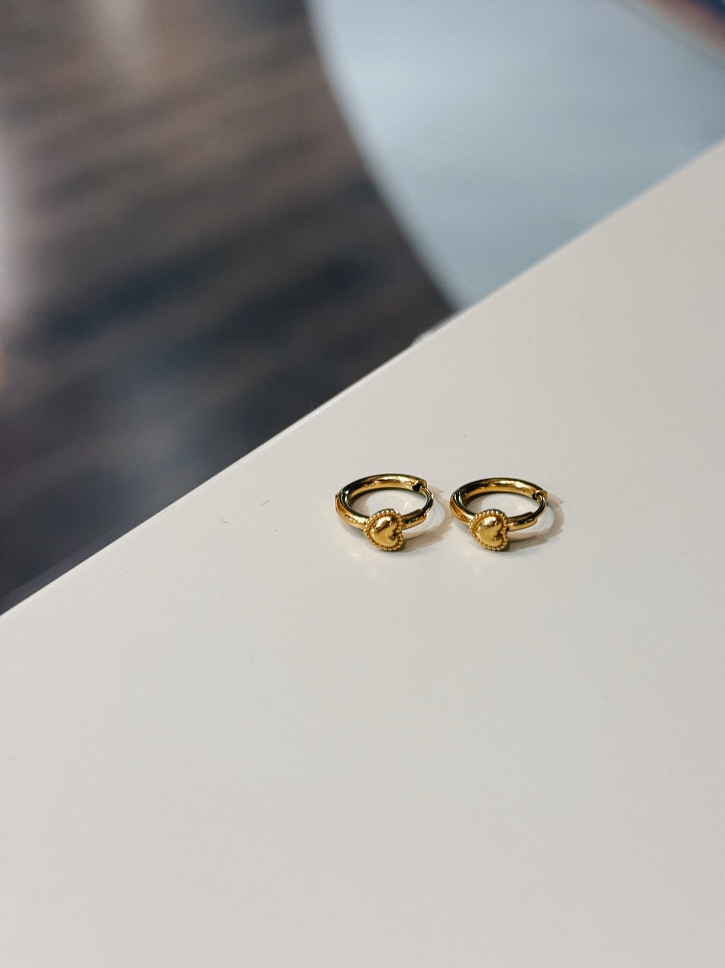 Heart hinged stainless steel hoop earrings