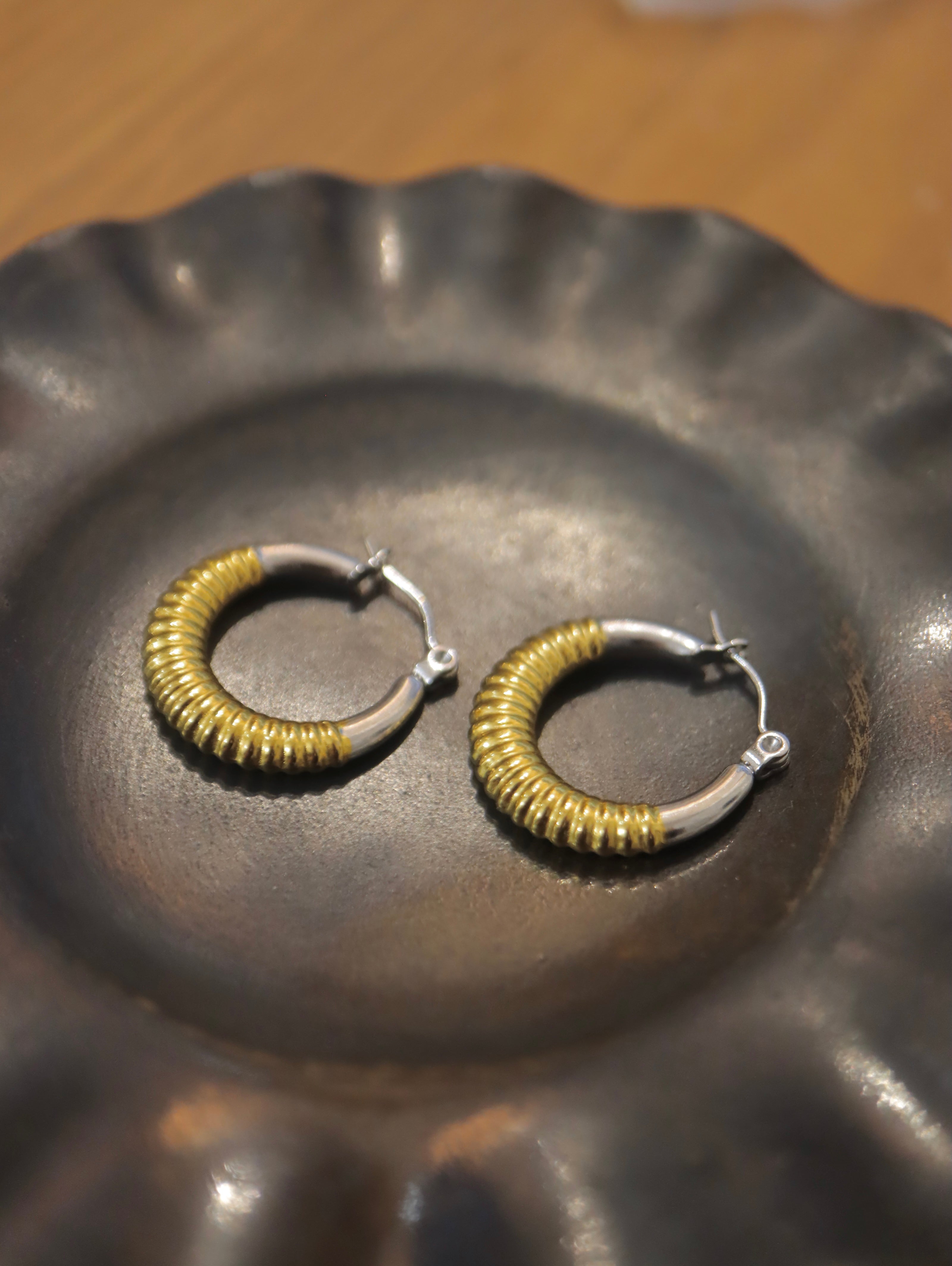 Mix tone stainless steel earrings