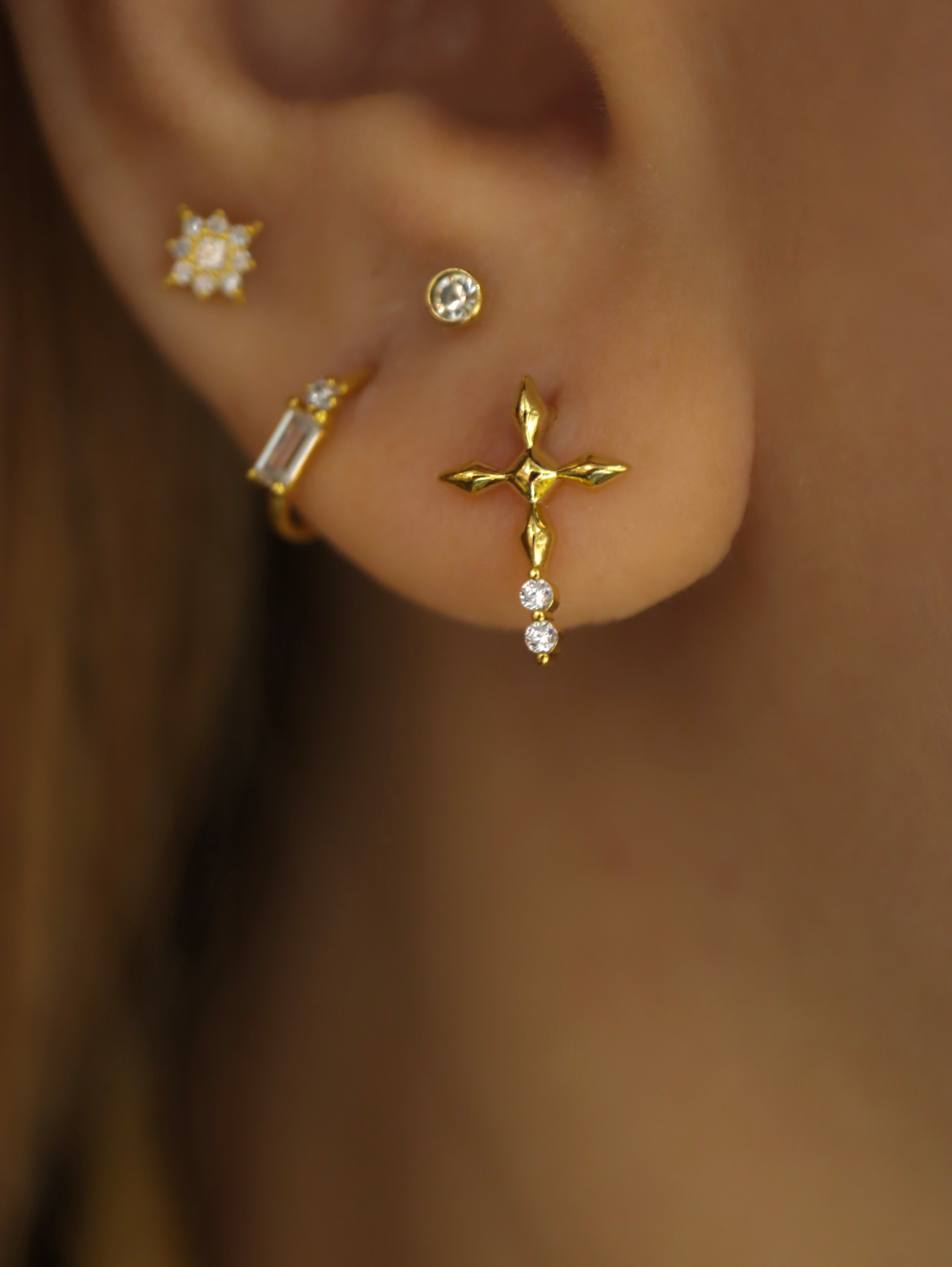 Aether Cross Brass Earrings