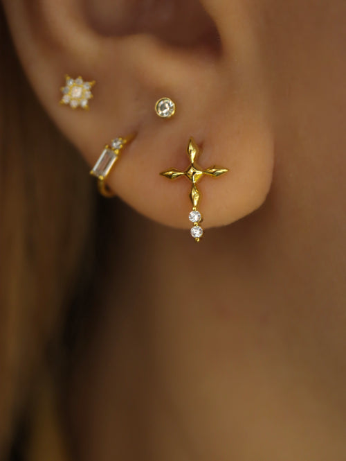 Aether Cross Brass Earrings