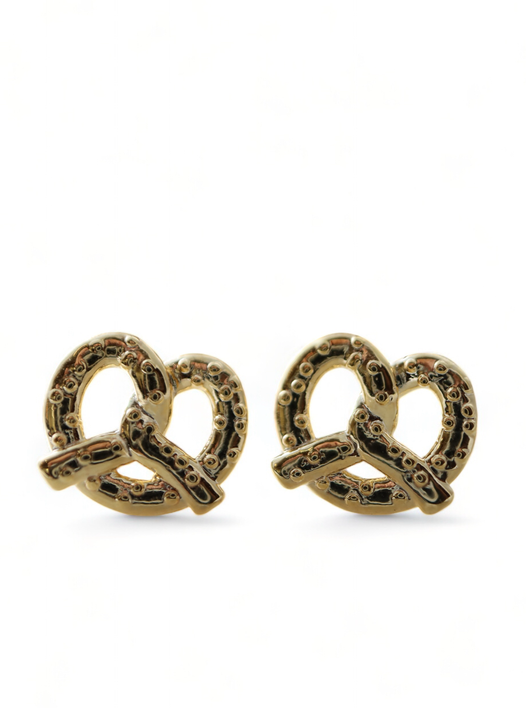 Pretzel brass earrings (silver post)