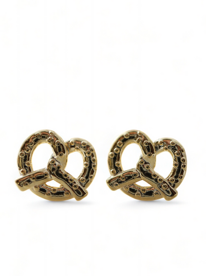 Pretzel brass earrings (silver post)