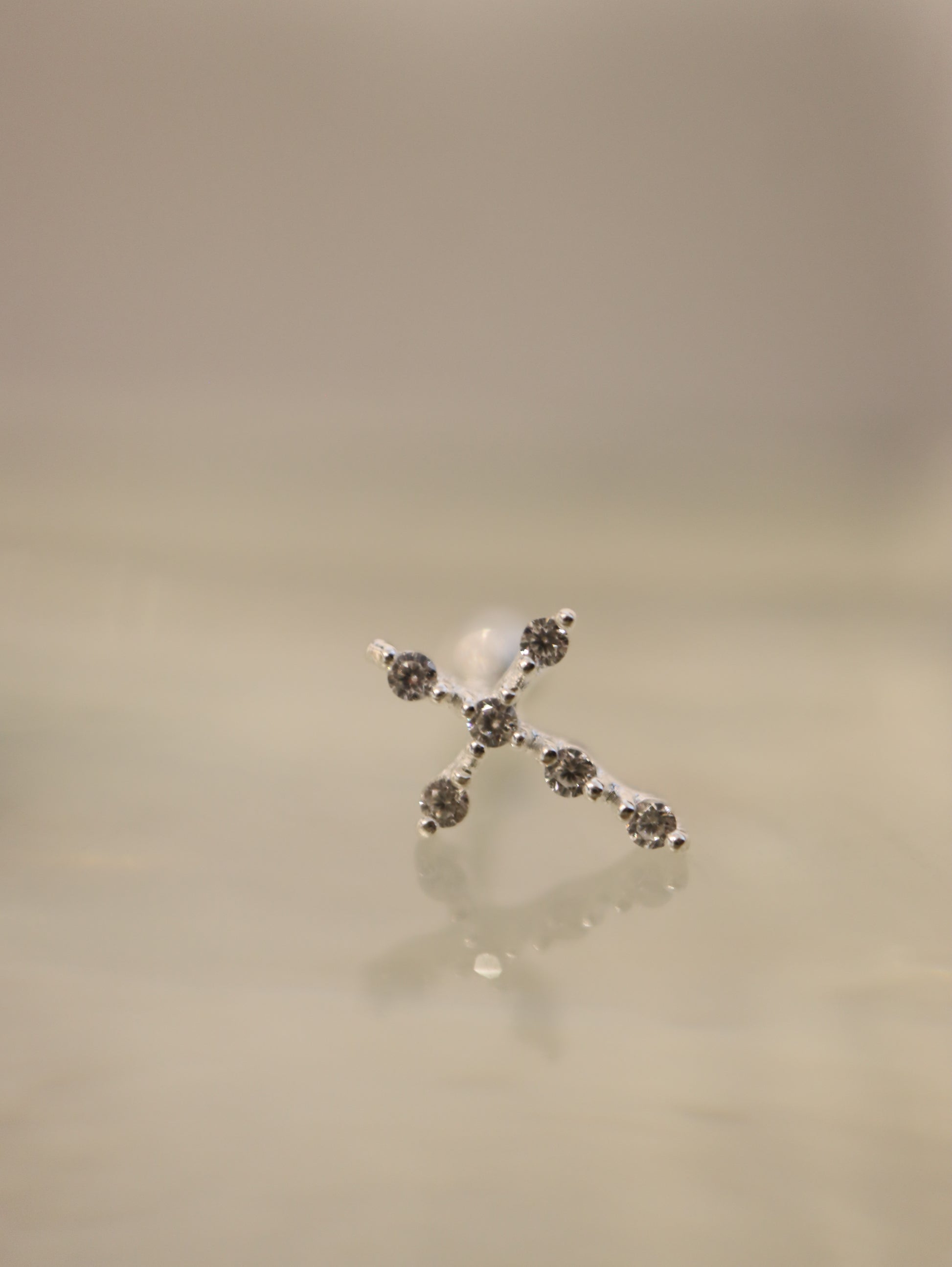 Cross cz 925 silver piercing earring (1pc)