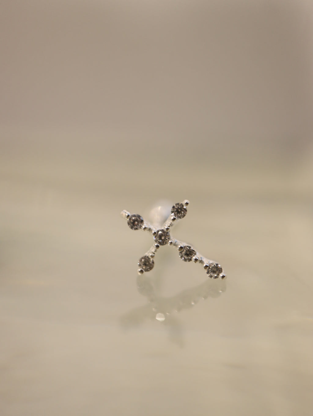 Cross cz 925 silver piercing earring (1pc)