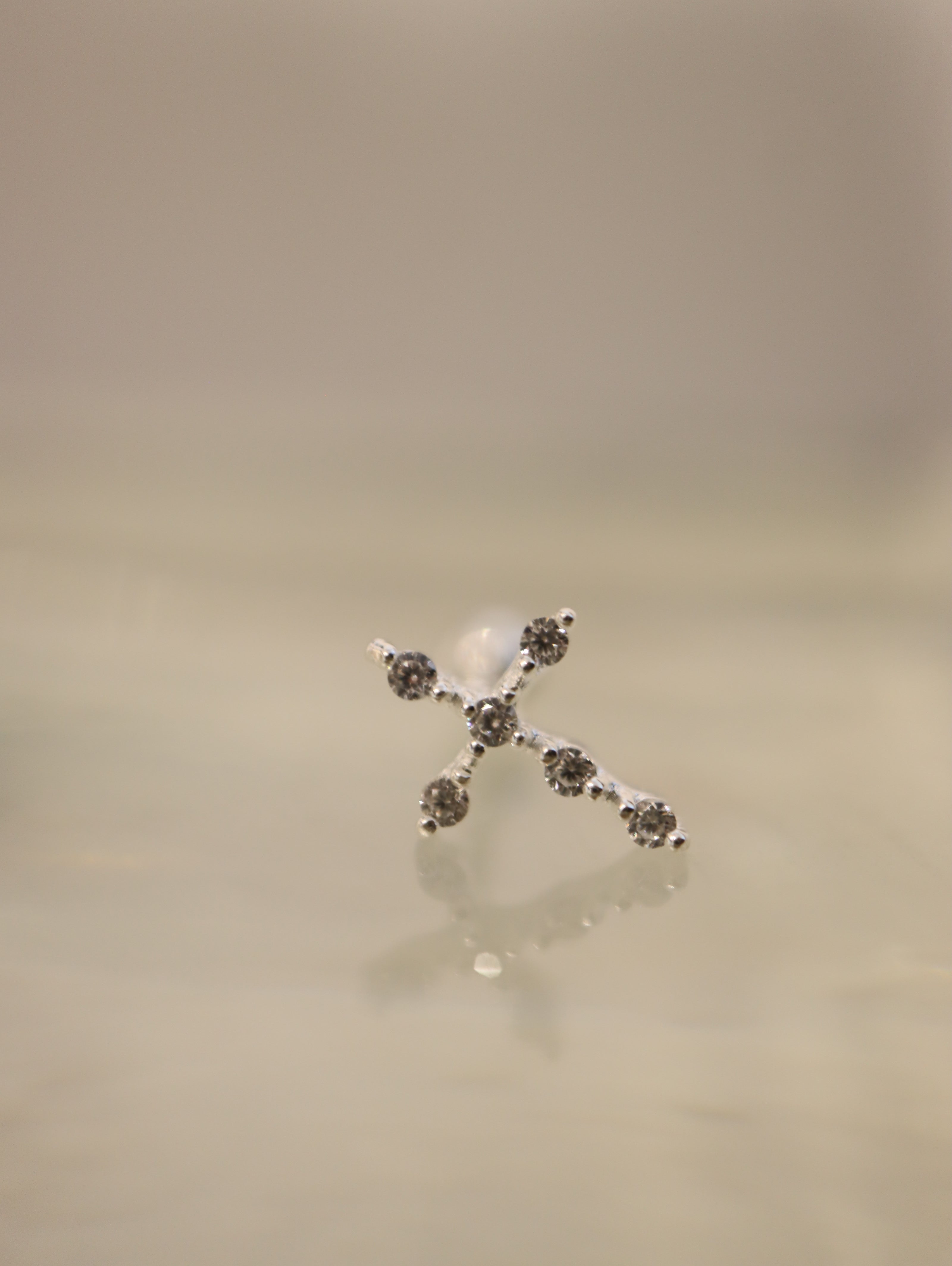 Cross cz 925 silver piercing earring (1pc)