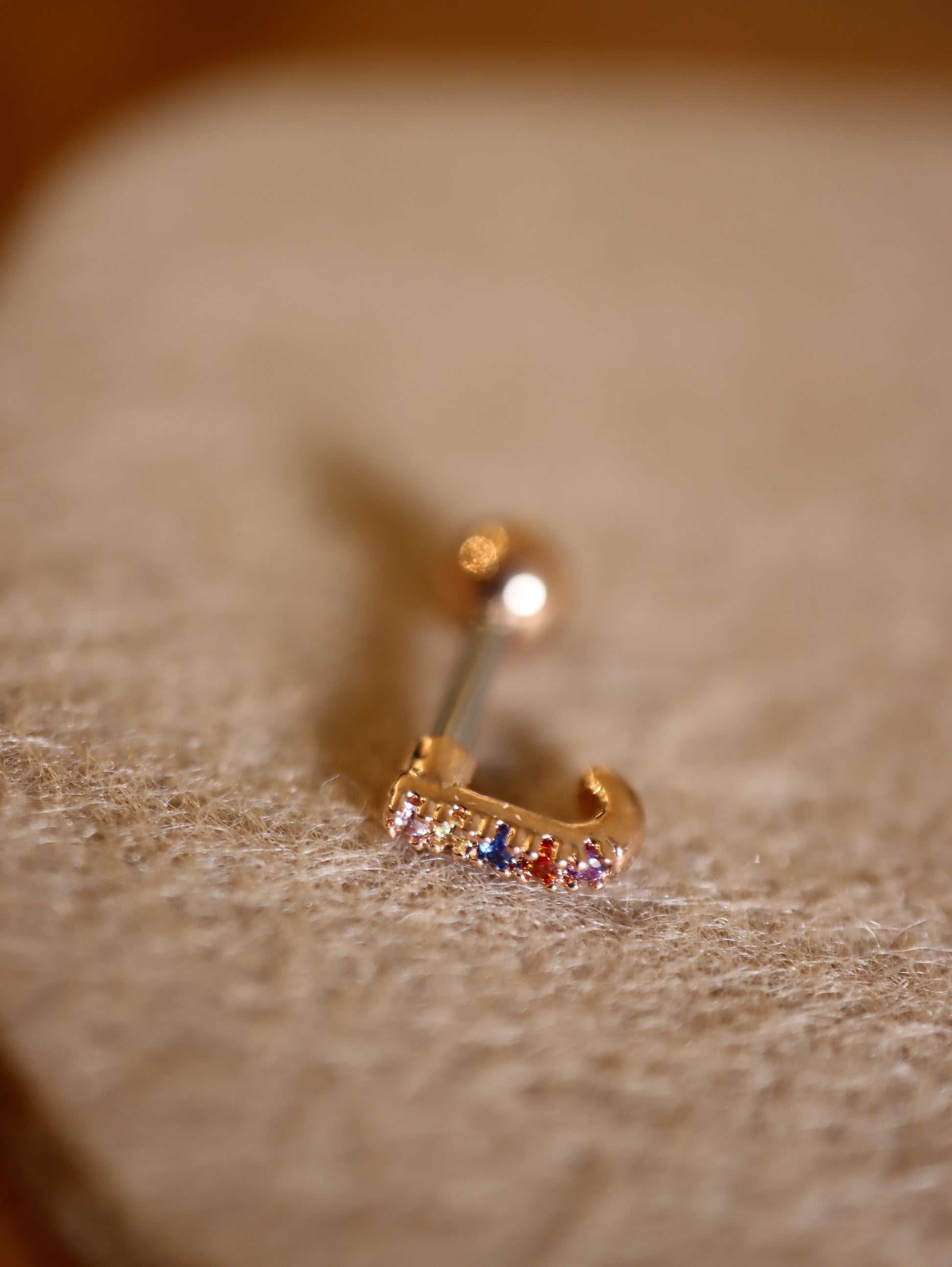 Rainbow mini cz stud surgical steel earring (1pc)