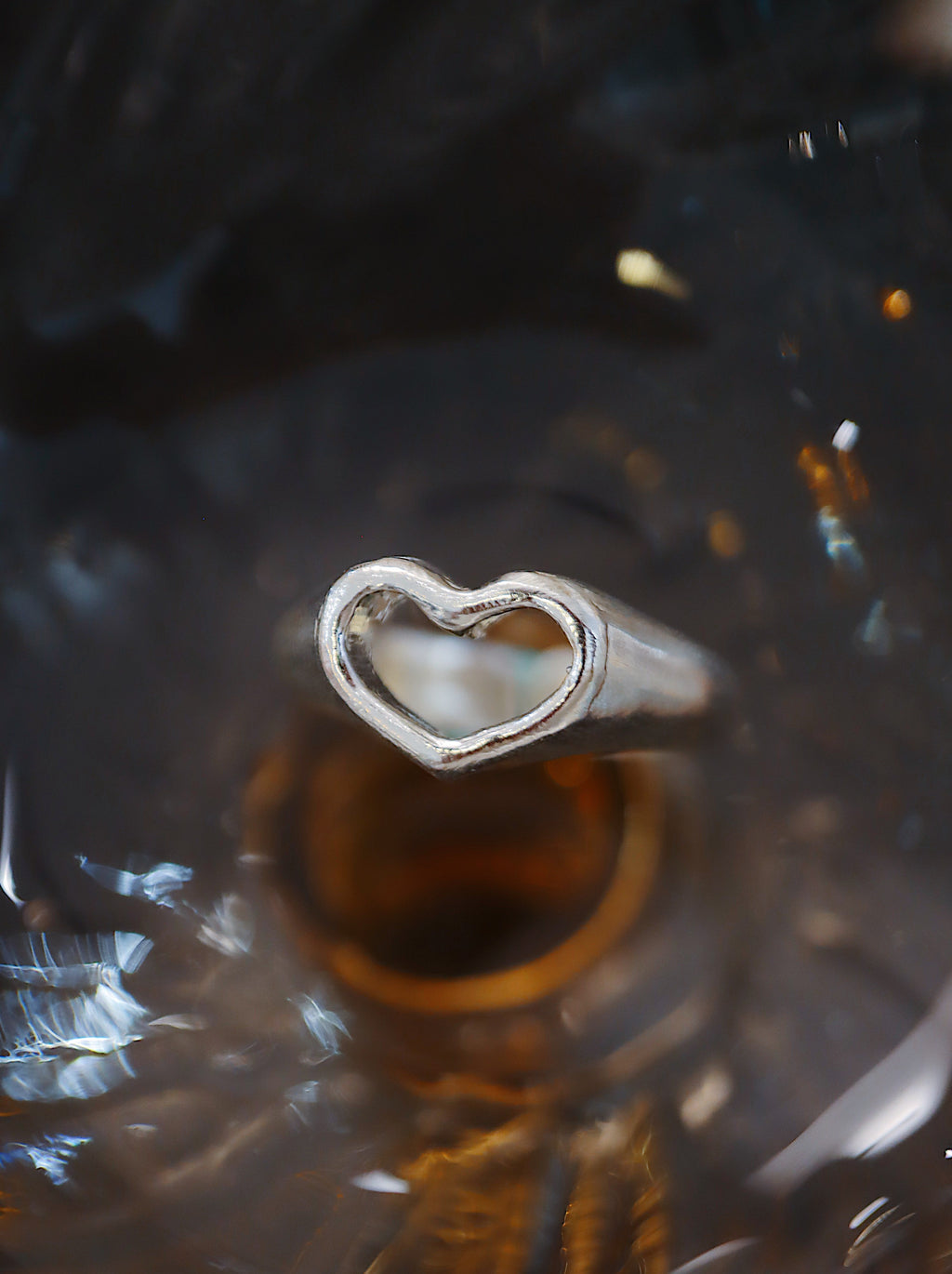 Silver925 hallow heart ring (free size)