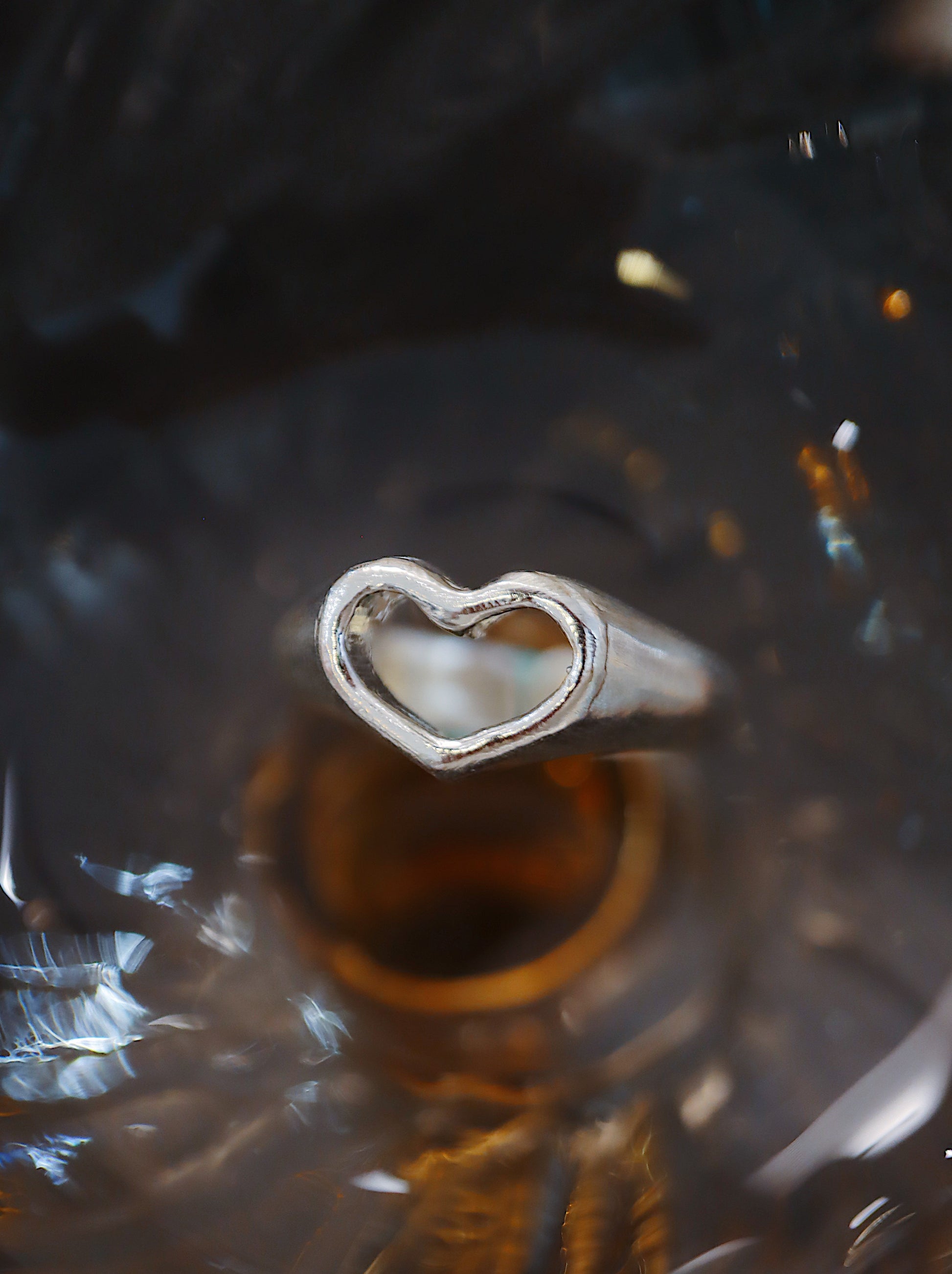 Silver925 hallow heart ring (free size)