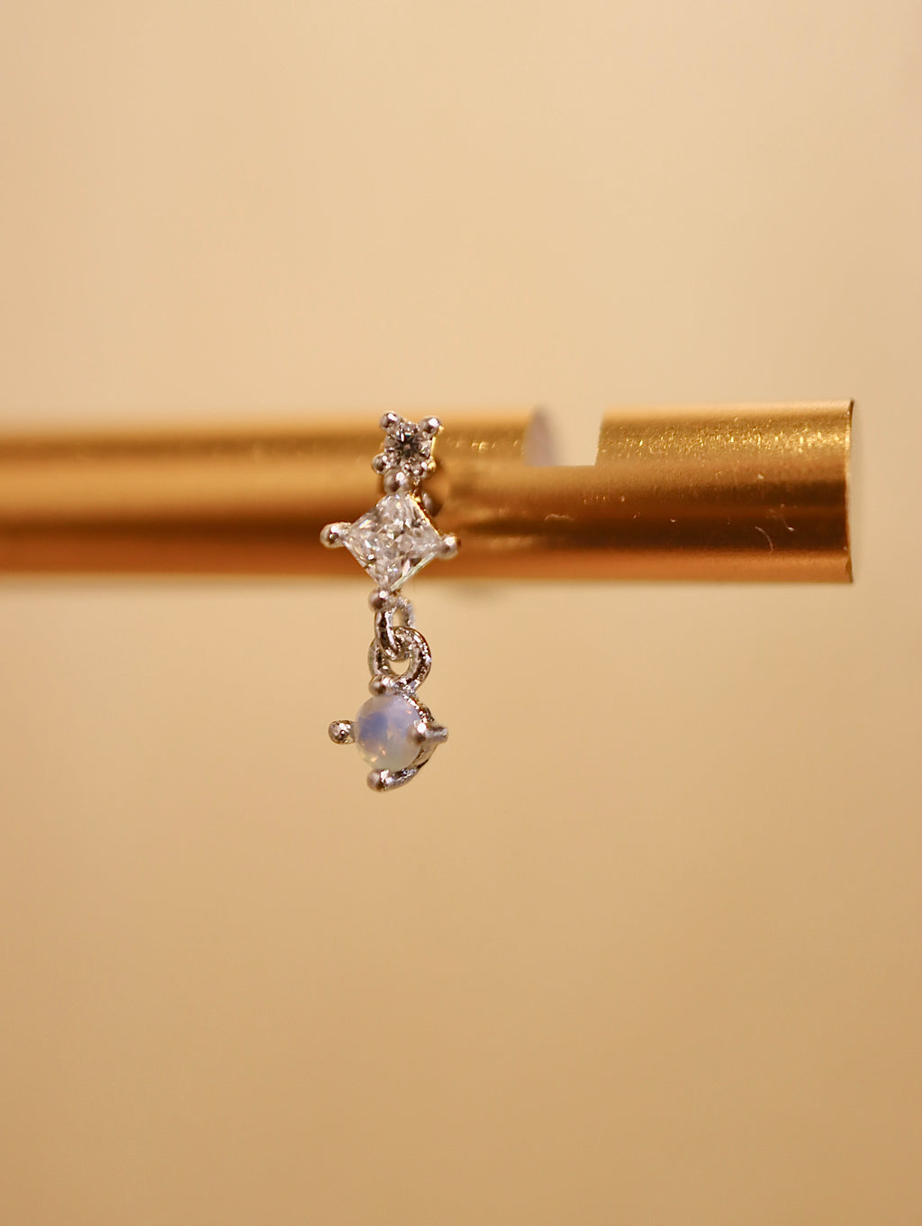 Drop cz silver925 flat back piercing