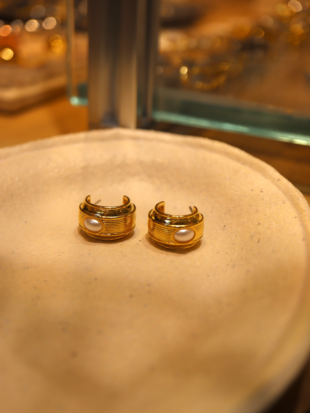 Ridged Pearl Earrings