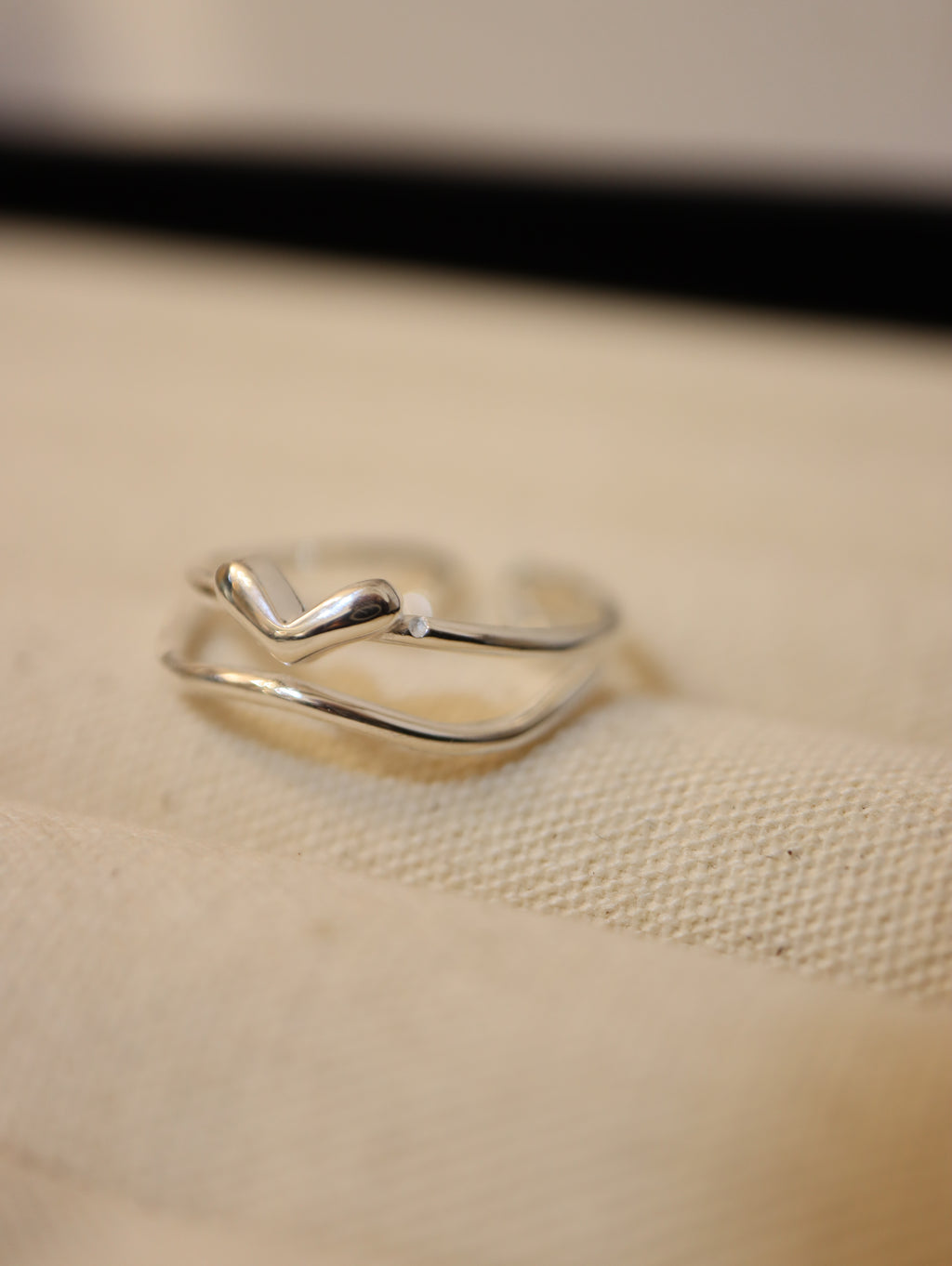Heart 925 silver open size ring